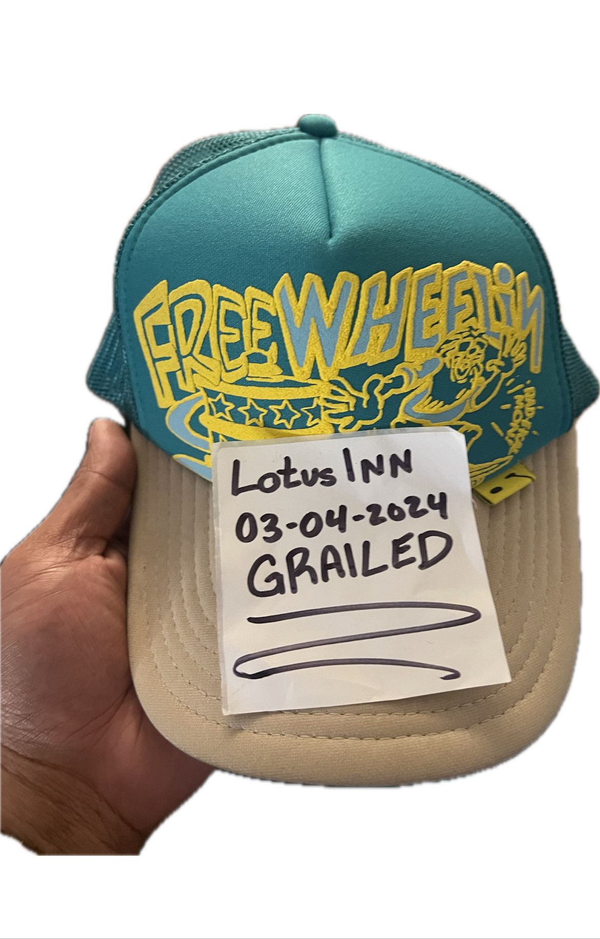 image of Kapital Free Wheelin Trucker Cap in Blue, Men's