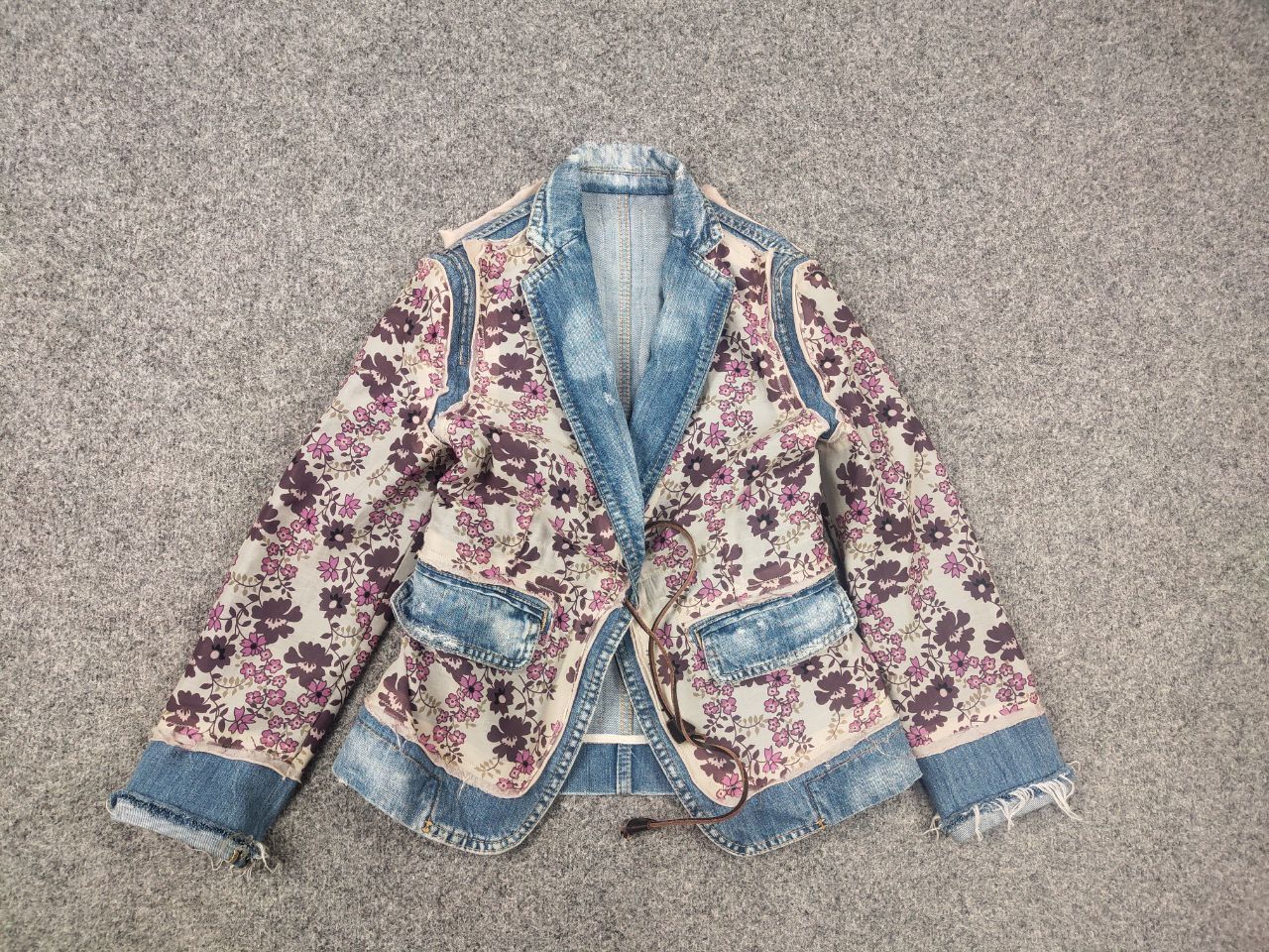 Dsquared2 Design Denim Patchwork Flower string Blazer Jacket