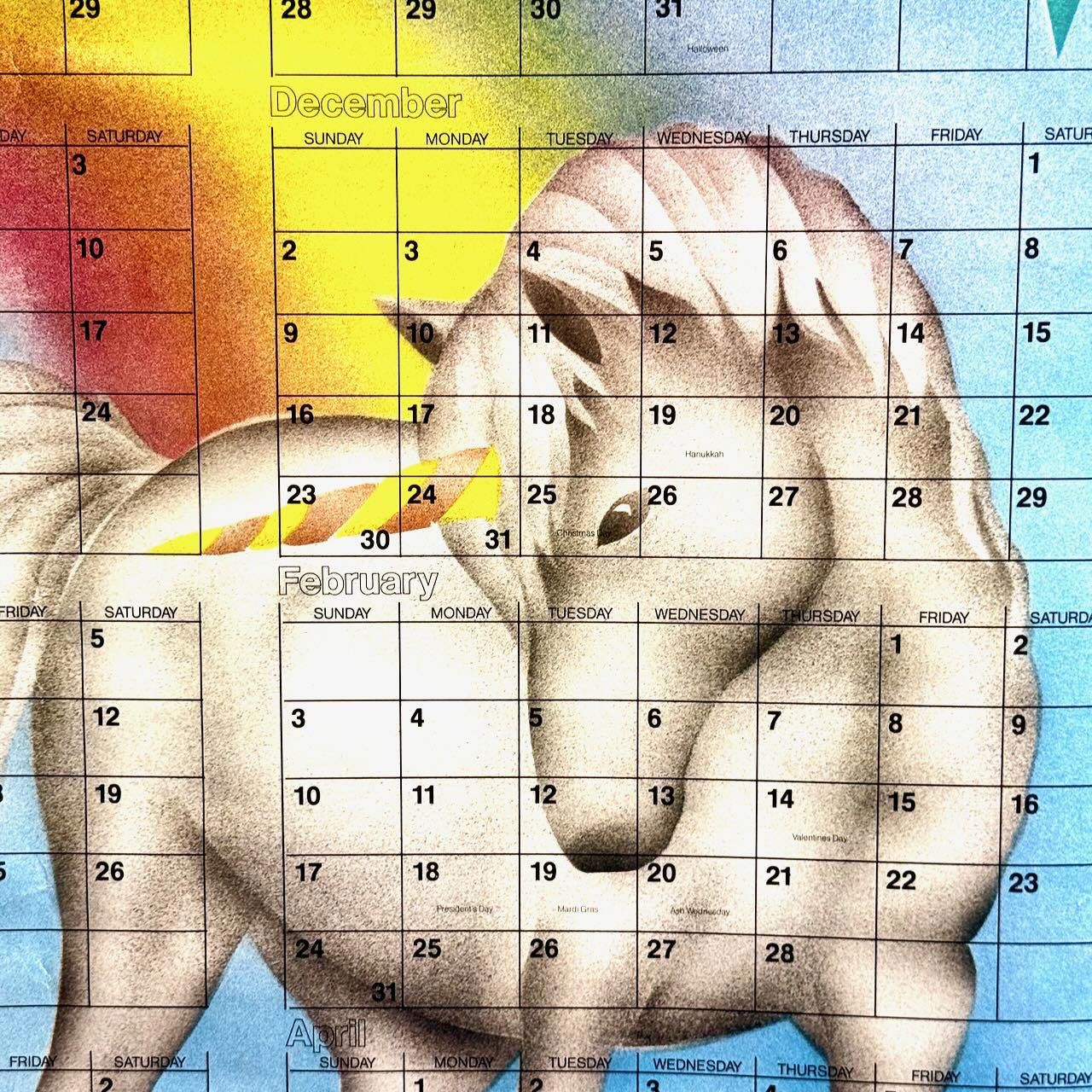 Designer Vintage 1984-1985 Rainbow Unicorn Calendar For the Win Size ONE SIZE - 3 Thumbnail