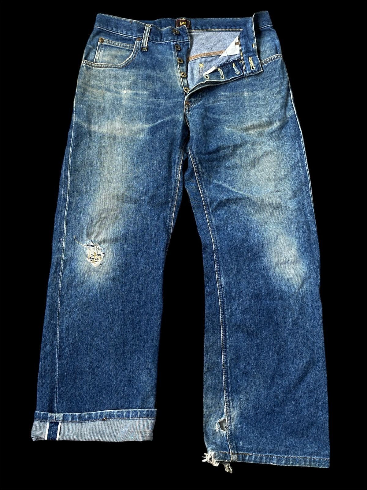 Lee 🔥Vintage🔥Lee Cowboy Selvedge Buttoned distressed Size US 30 / EU 46 - 1 Thumbnail
