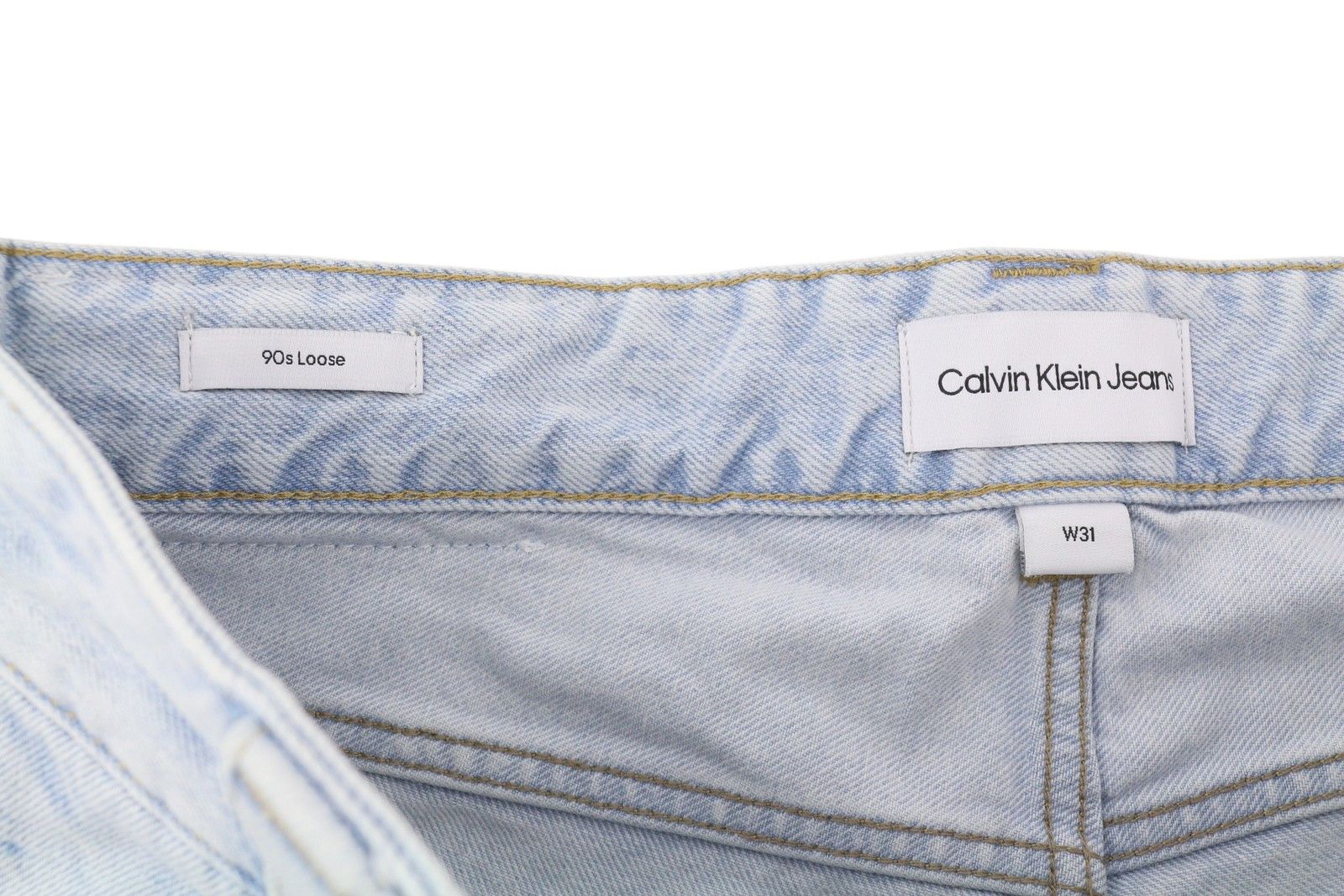 Calvin Klein 90S LOOSE W31 Light Blue Washed Pleated Zip Denim 85301 Size US 31 - 6 Thumbnail
