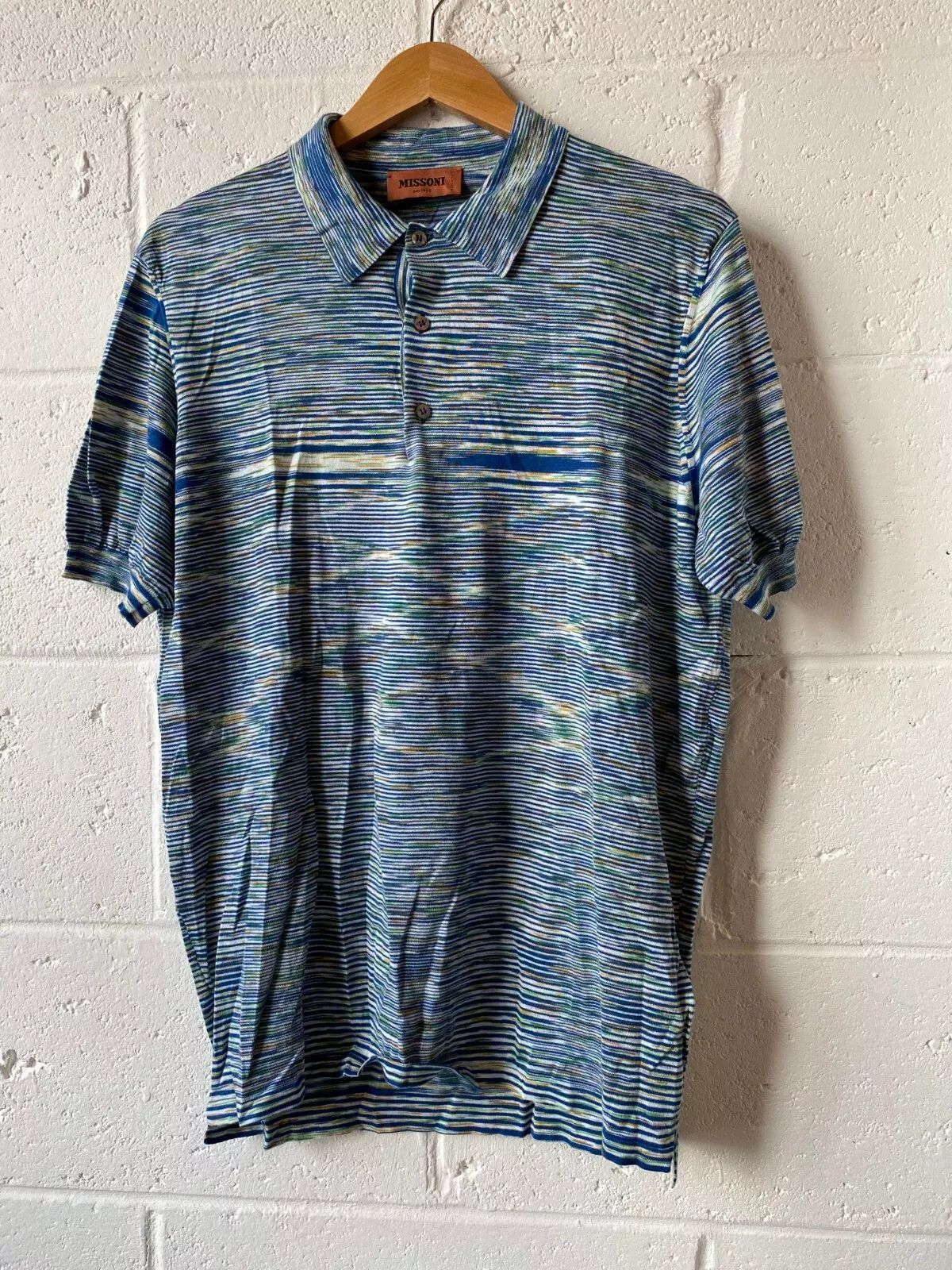 Missoni MISSONI 3 BUTTON SHORT SLEEVE POLO SHIRT MIXED BLUE IT 52 Size US L / EU 52-54 / 3 - 1 Thumbnail