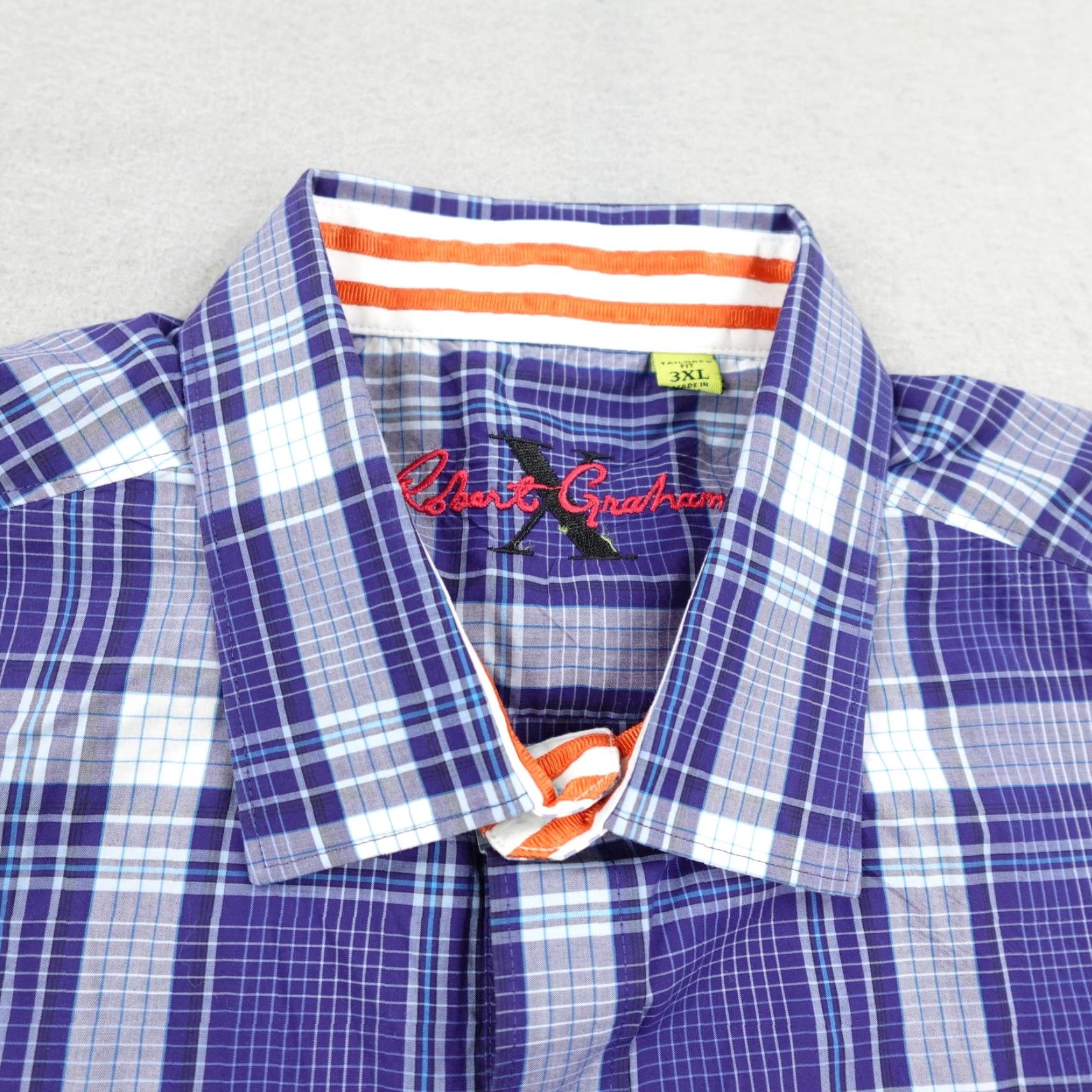 Robert Graham Robert Graham Shirt Mens 3XL Blue Plaid Short Sleeve Tailored Fit Button-Up Size US XXL / EU 58 / 5 - 2 Thumbnail