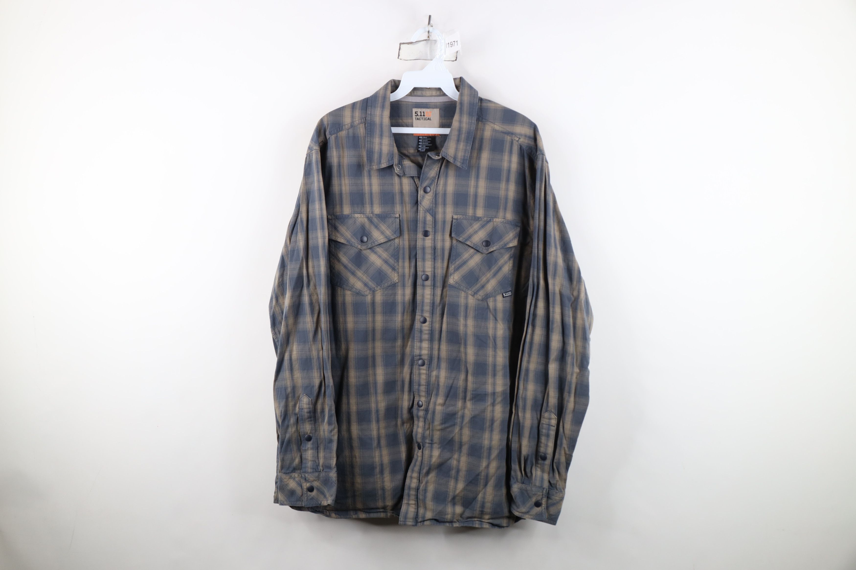 Vintage 5.11 Tactical Series Flannel Snap Button Shirt Plaid Gray Size US L / EU 52-54 / 3 - 1 Thumbnail