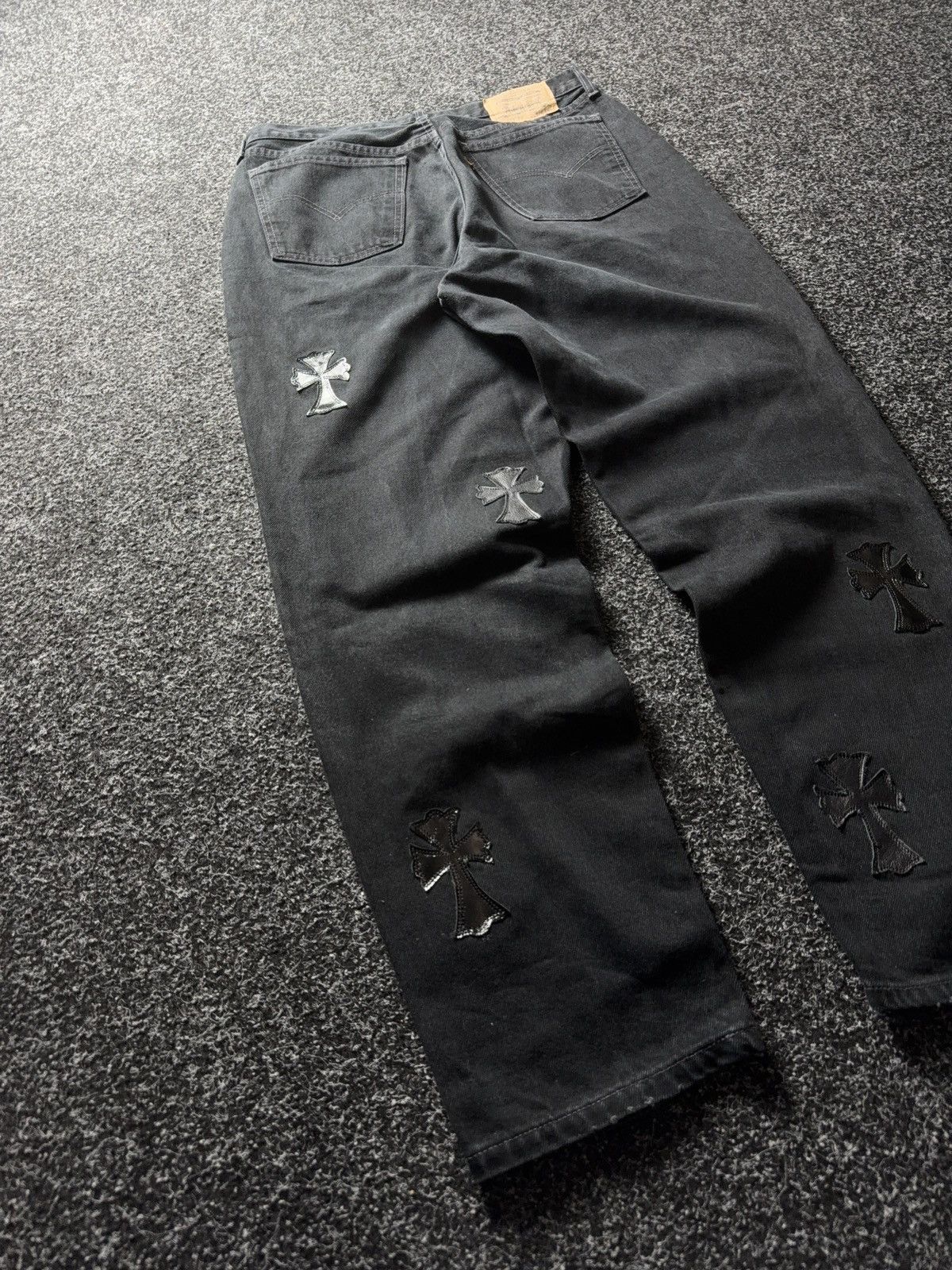 Vintage Vintage 90s Custom Chrome Hearts Style Cross Denim Jeans Size US 33 - 14 Thumbnail