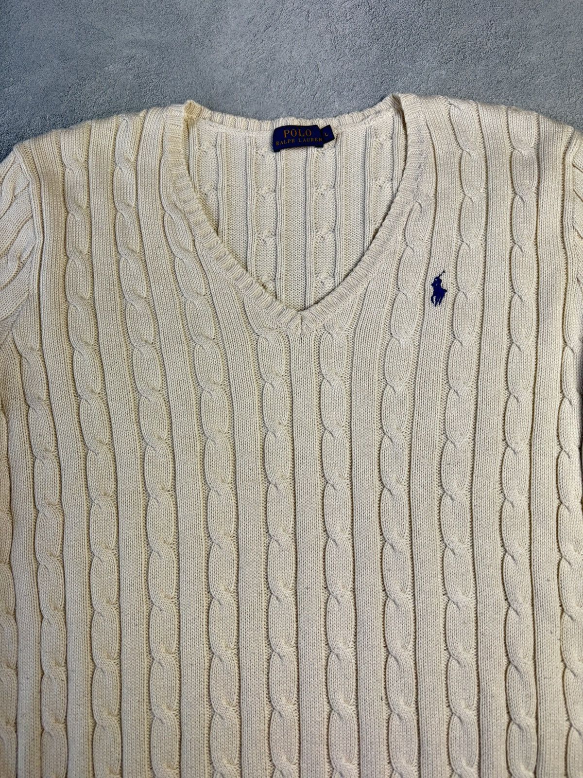 Polo Ralph Lauren Polo Ralph Lauren V-Neck Cable Knit Sweater size L Size L / US 10 / IT 46 - 3 Thumbnail