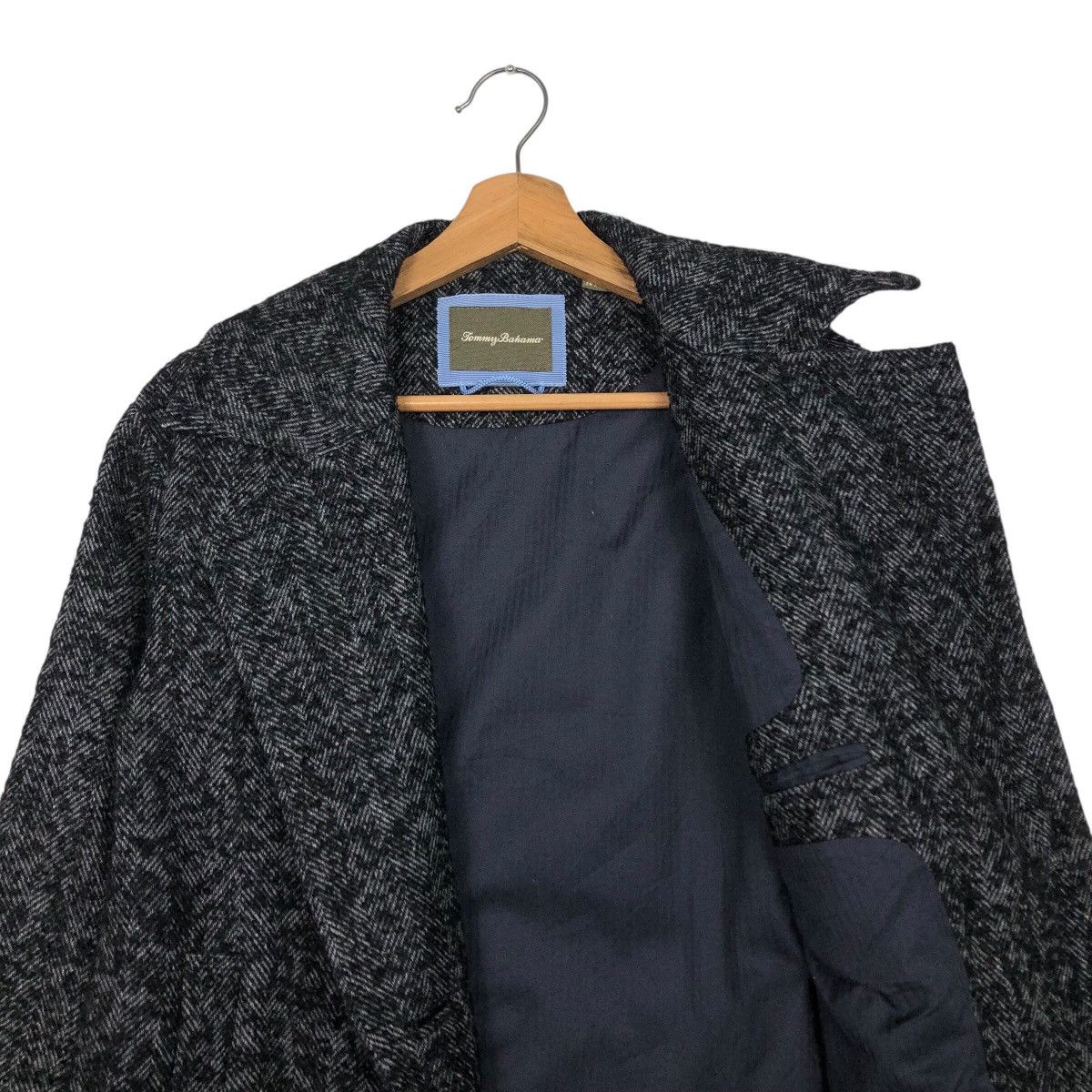 Japanese Brand Tommy Bahama Wool Blend Peacoat — Charcoal Herringbone Size US XS / EU 42 / 0 - 13 Thumbnail