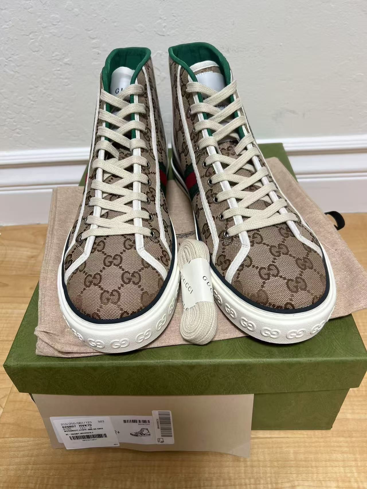 Gucci Gucci Tennis 1977 Canvas High Top Beige GG Print Size US 13 / EU 46 - 1 Thumbnail
