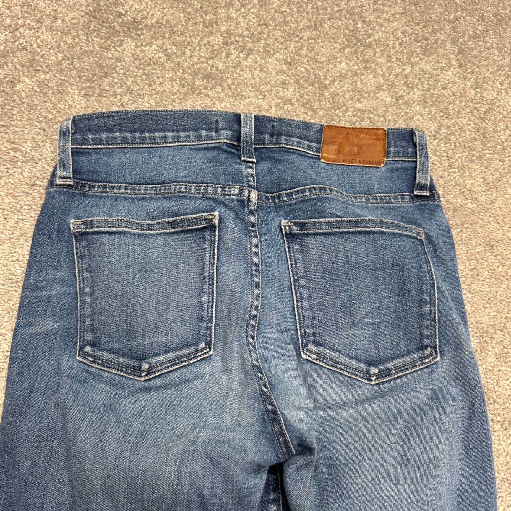 Vintage Rivet & Thread Slim Straight Jeans Womens 27 Blue High Rise Stretch 28x27 City Streetwear Size 27" / US 4 / IT 40 - 4 Thumbnail