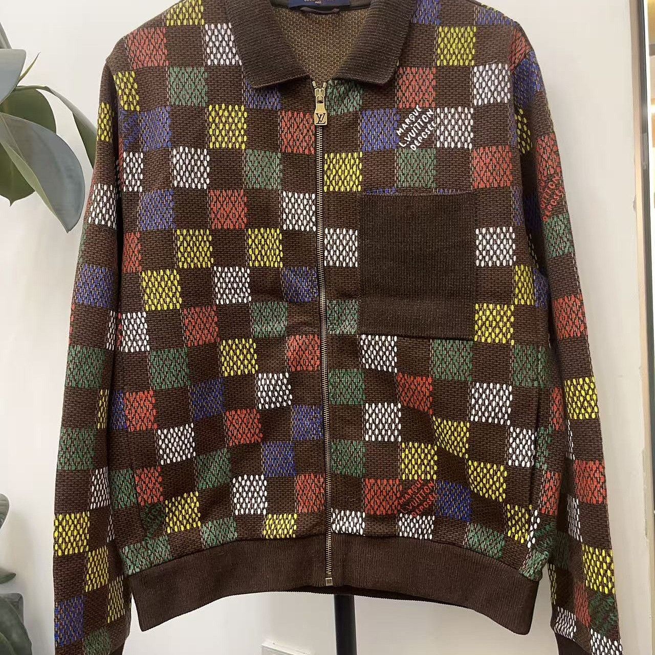 Louis Vuitton Louis Vuitton Multi-Color Checkerboard Zip-Up Sweater L Size US L / EU 52-54 / 3 - 1 Thumbnail
