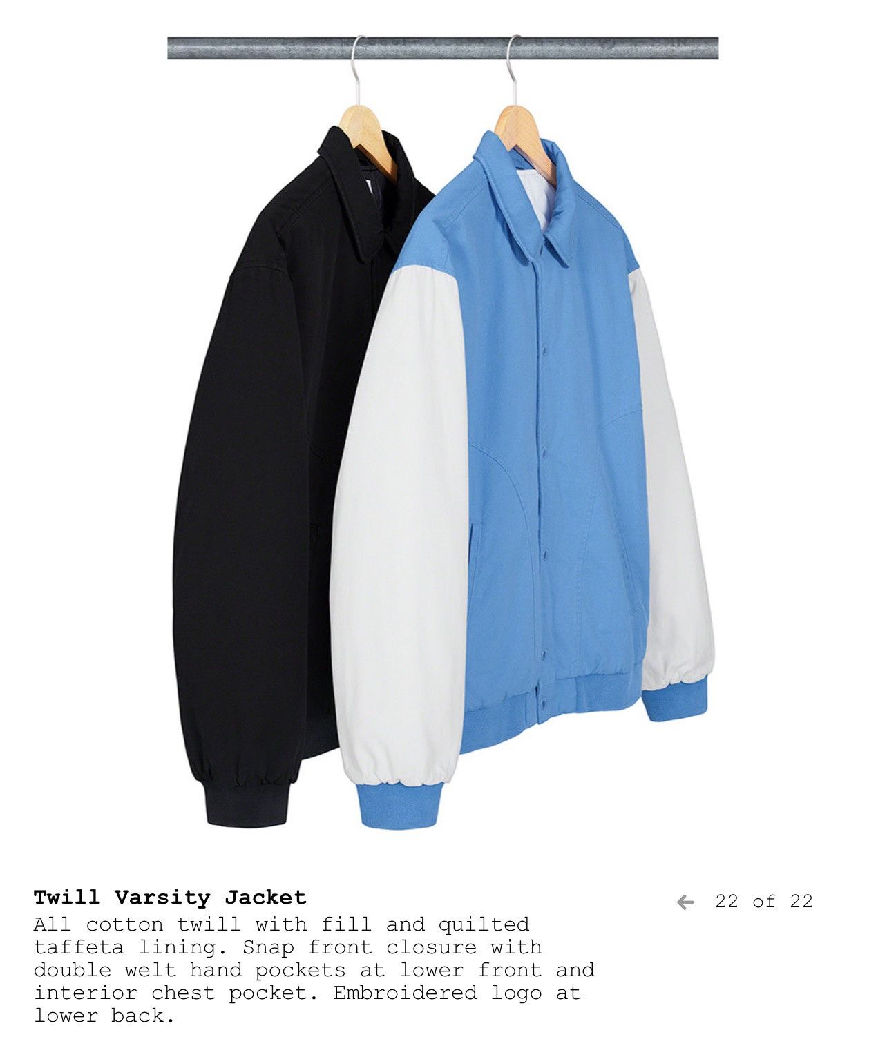 Supreme Supreme Twill Varsity Jacket Size US XL / EU 56 / 4 - 10 Thumbnail