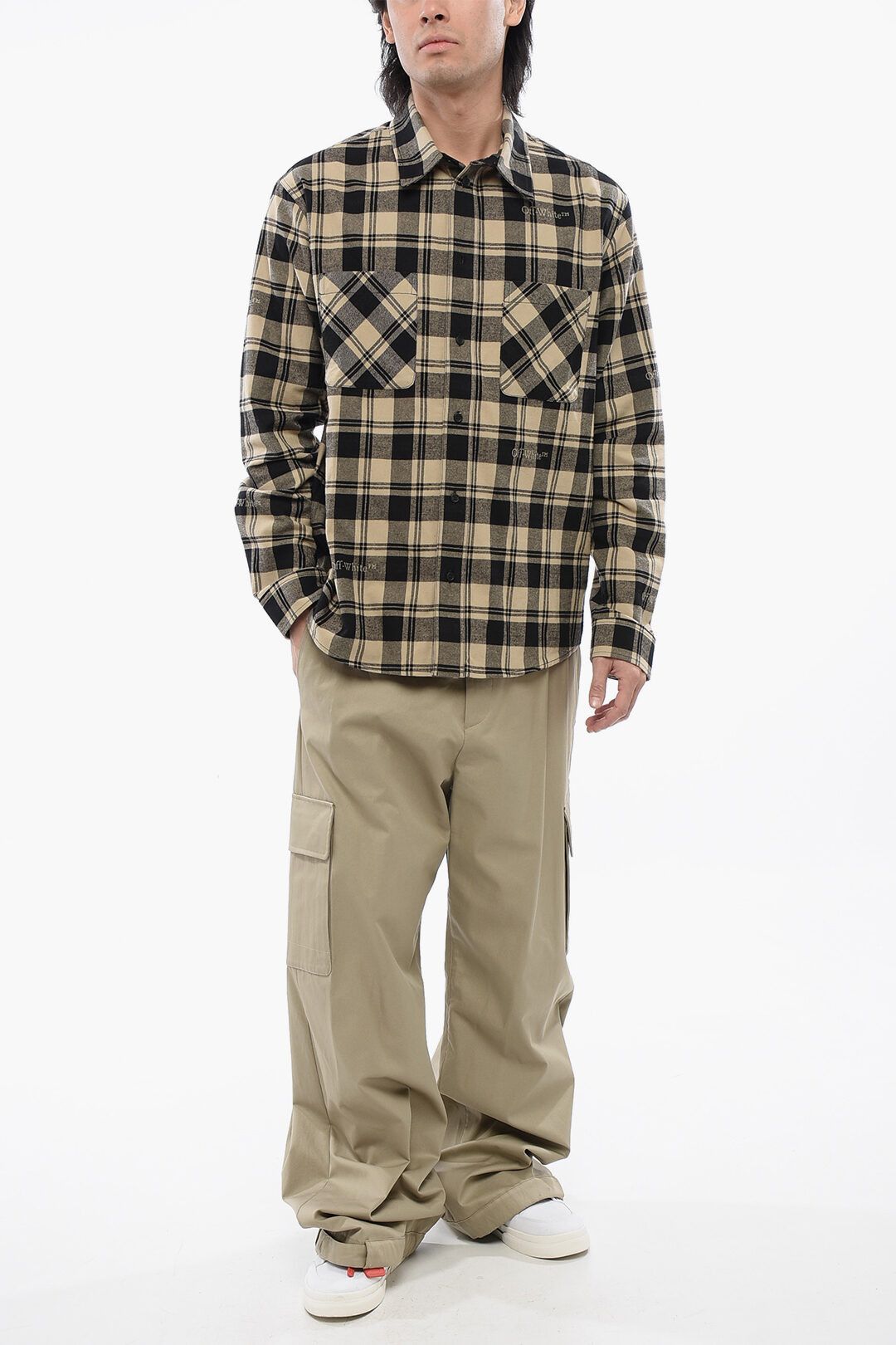 Off-White og1mm0625 Checkered Flannel Shirt in Black/Beige Size US L / EU 52-54 / 3 - 4 Thumbnail
