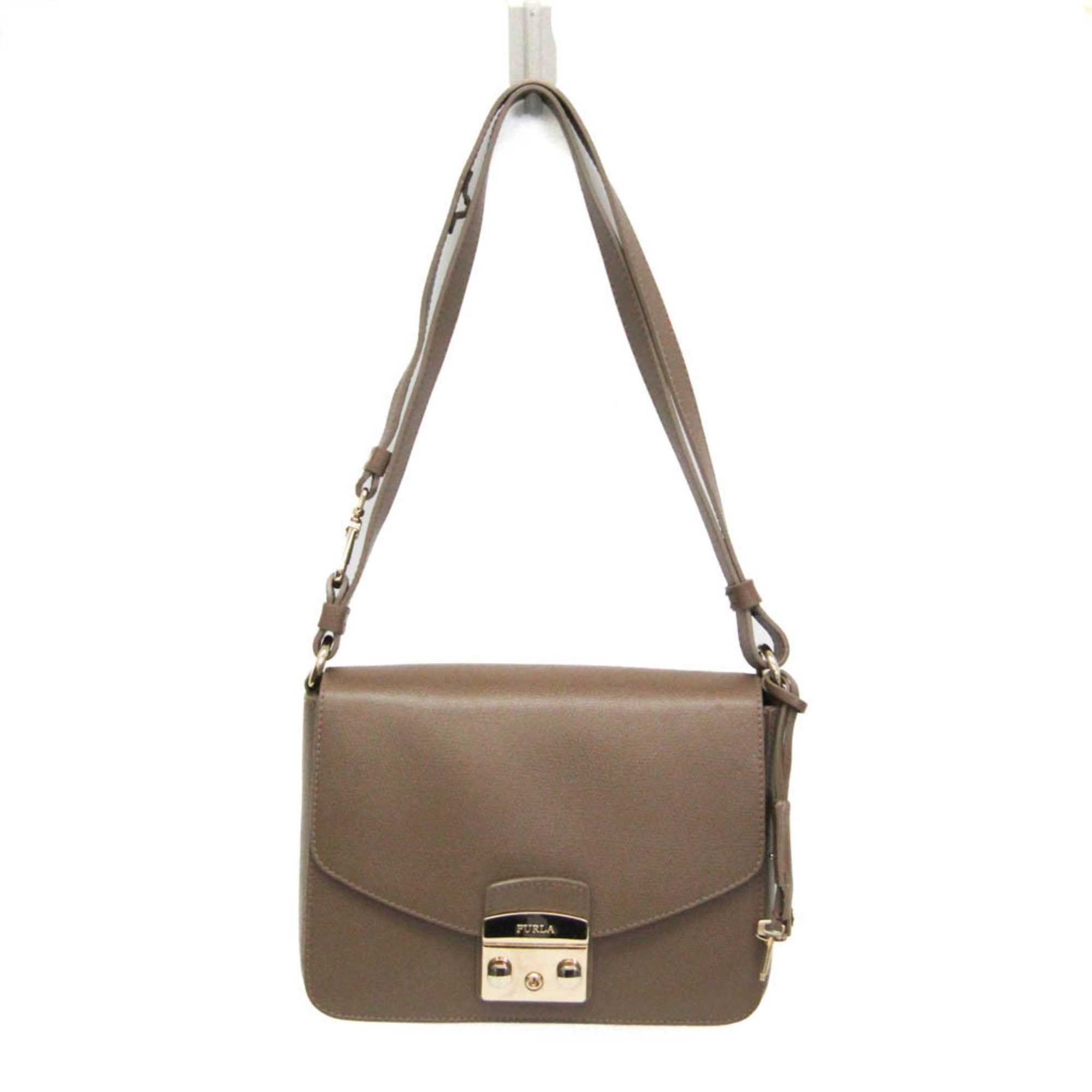 Furla Furla Metropolis 00760475 Women's Leather Shoulder Bag Beige Brown Size ONE SIZE - 1 Thumbnail