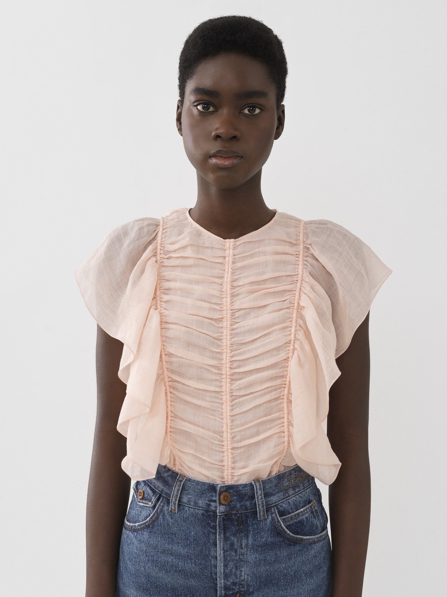 Chloe o1y0825 Short Sleeves Blouse in Pink Size M / US 6-8 / IT 42-44 - 5 Thumbnail