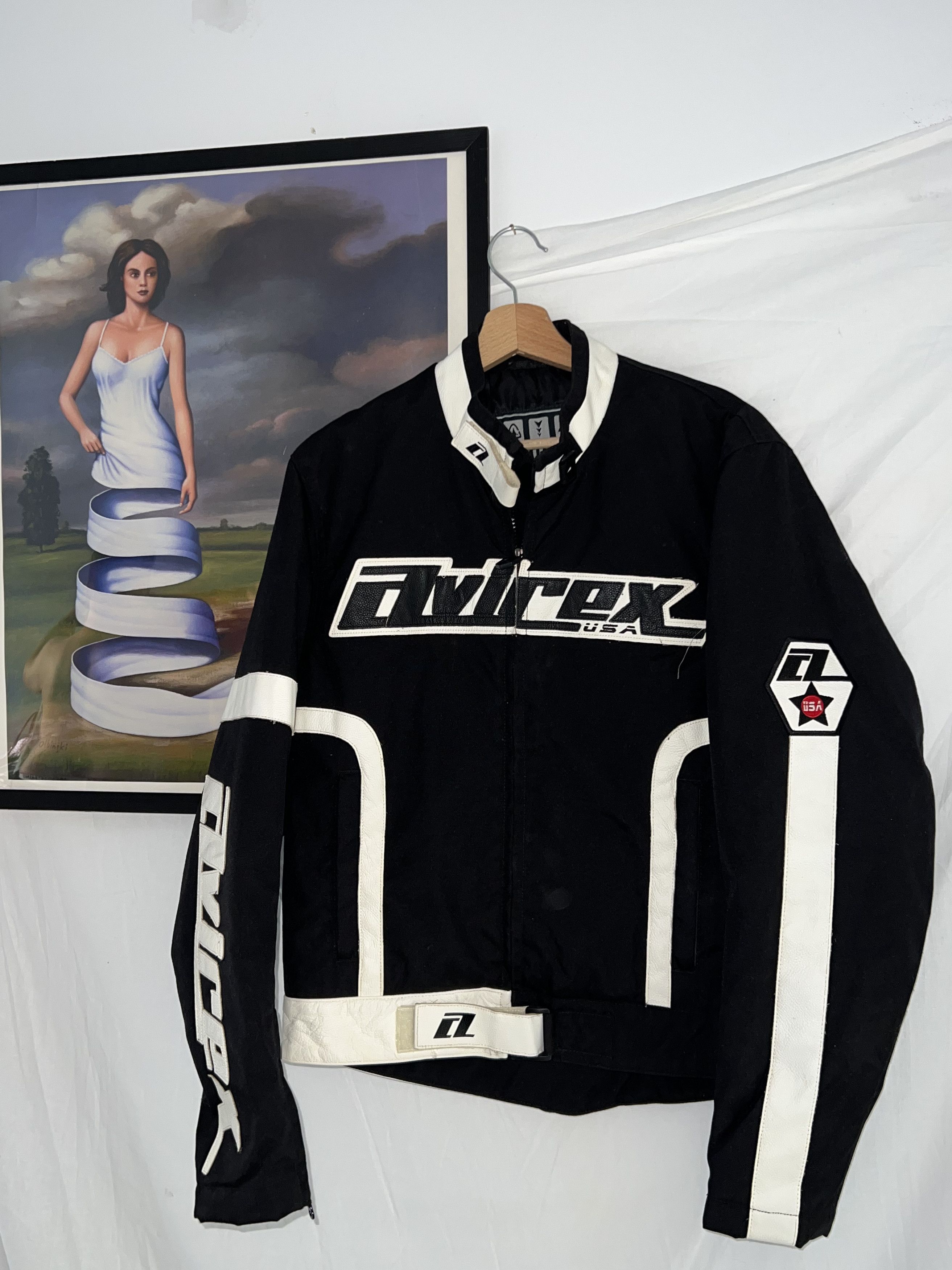 Veste Cuir Vintage Avirex Racing Made in USA - L