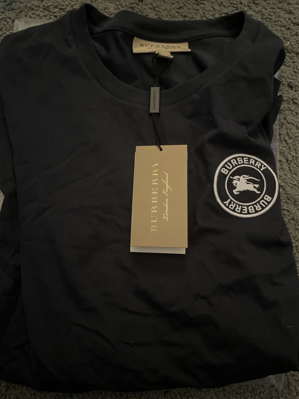 image of Burberry Logo T-Shirt L/s in Blue, Men's (Size Small)