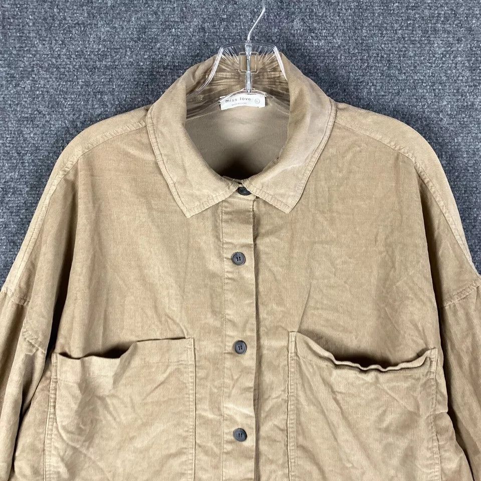 Other Miss Love Corduroy Shirt Women's Large Long Sleeve Tan L Size L / US 10 / IT 46 - 2 Thumbnail