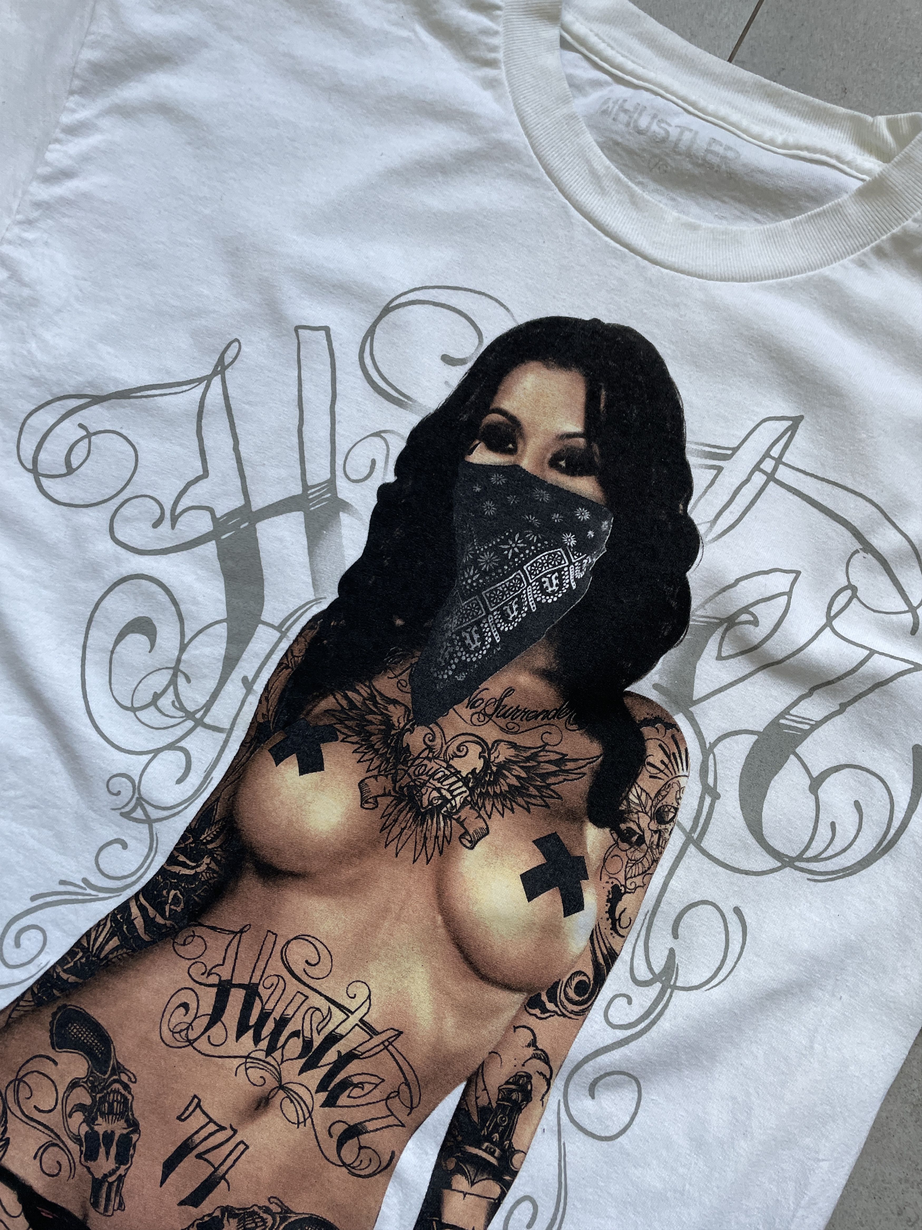 Vintage Y2K 2000 HUSTLER 74 MAGAZINE RARE WHITE TEE Size US L / EU 52-54 / 3 - 2 Thumbnail