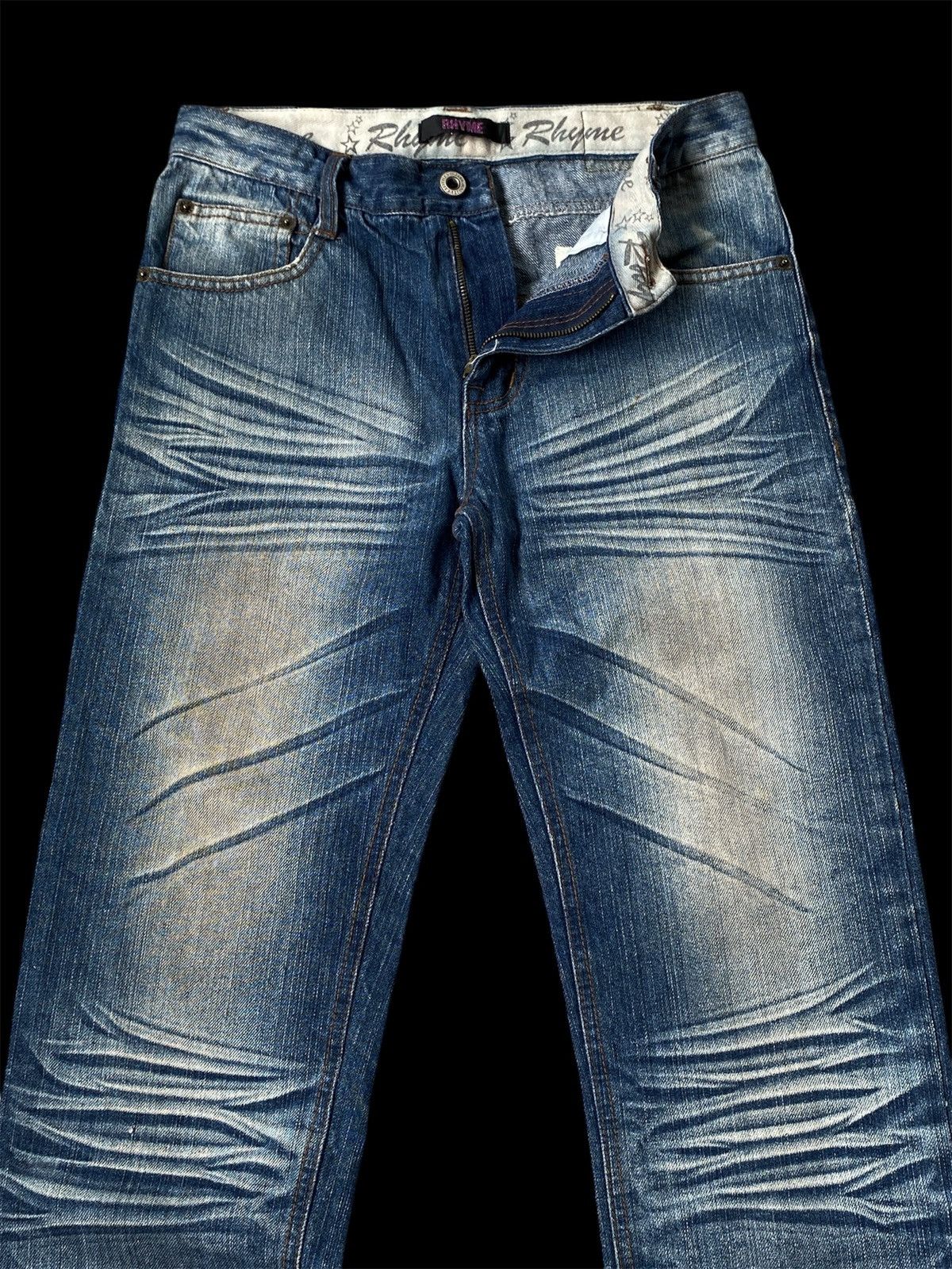 Japanese Brand 🔥BINDING NOW❗️Rhyme Jeans Whiskered Denim Size US 30 / EU 46 - 2 Thumbnail