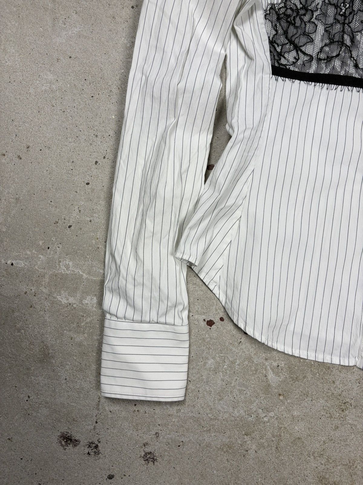 Vintage 2000s Dolce & Gabbana Striped Shirt Lace Bra
