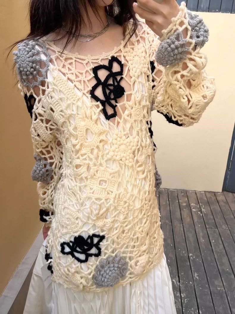 Yohji Yamamoto Yohji Yamamoto 1980s Maru Text Early Hand-made Hollowed-out Size ONE SIZE - 2 Thumbnail