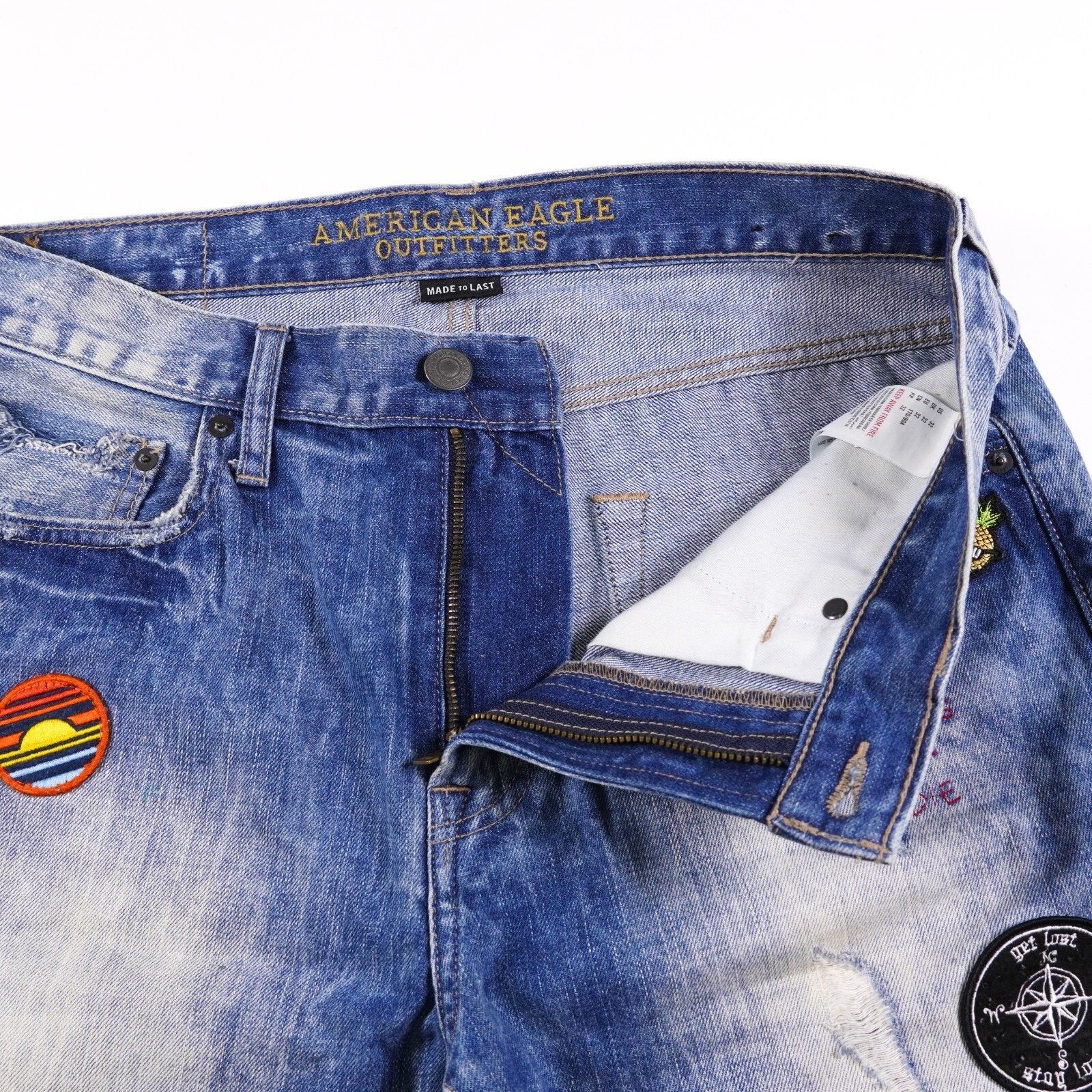American Eagle Outfitters American Eagle Distressed Denim Jeans Straight Leg Shorts 32 Size US 32 / EU 48 - 6 Thumbnail