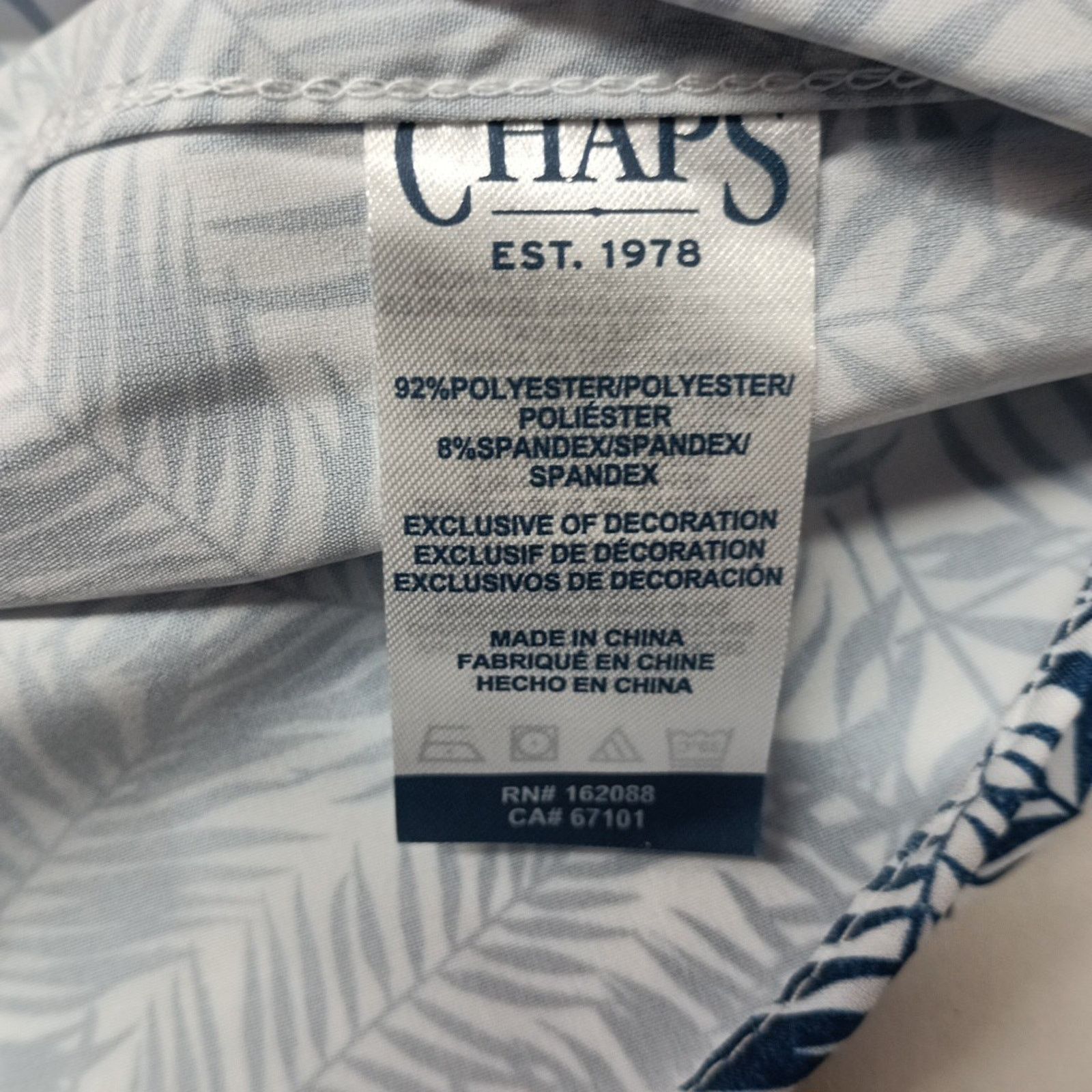Chaps Chaps Everyday Performance Woven Shirt Men's M Blue Floral Size US M / EU 48-50 / 2 - 7 Thumbnail