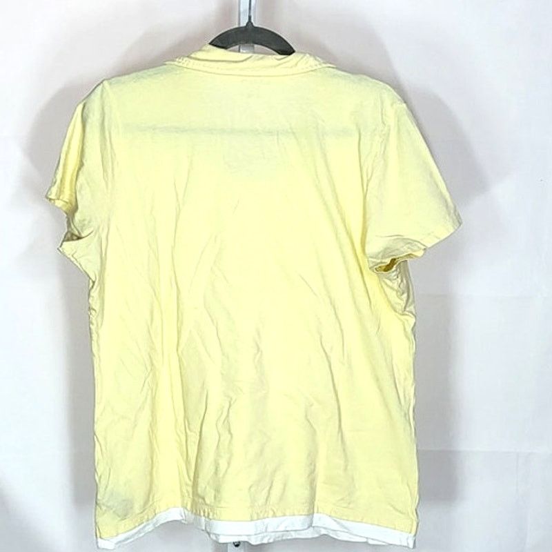 Liz Claiborne Liz Claiborne Yellow V-Neck Polo Short Sleeve Shirt Size XL Size XL / US 12-14 / IT 48-50 - 3 Thumbnail