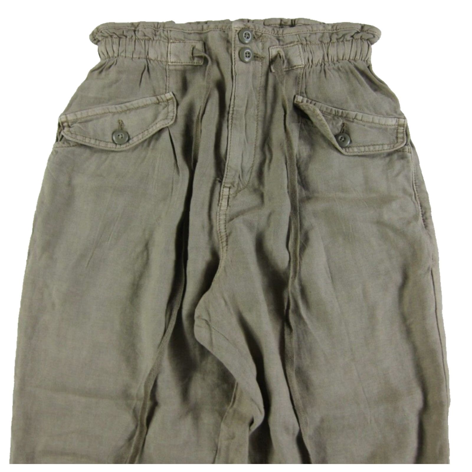 American Eagle Outfitters American Eagle Outfitters Pants Women 2 Olive Green Linen Rayon High Rise Wide Leg Pockets 24" Waist 31" Inseam Size 26" / US 2 / IT 38 - 6 Thumbnail
