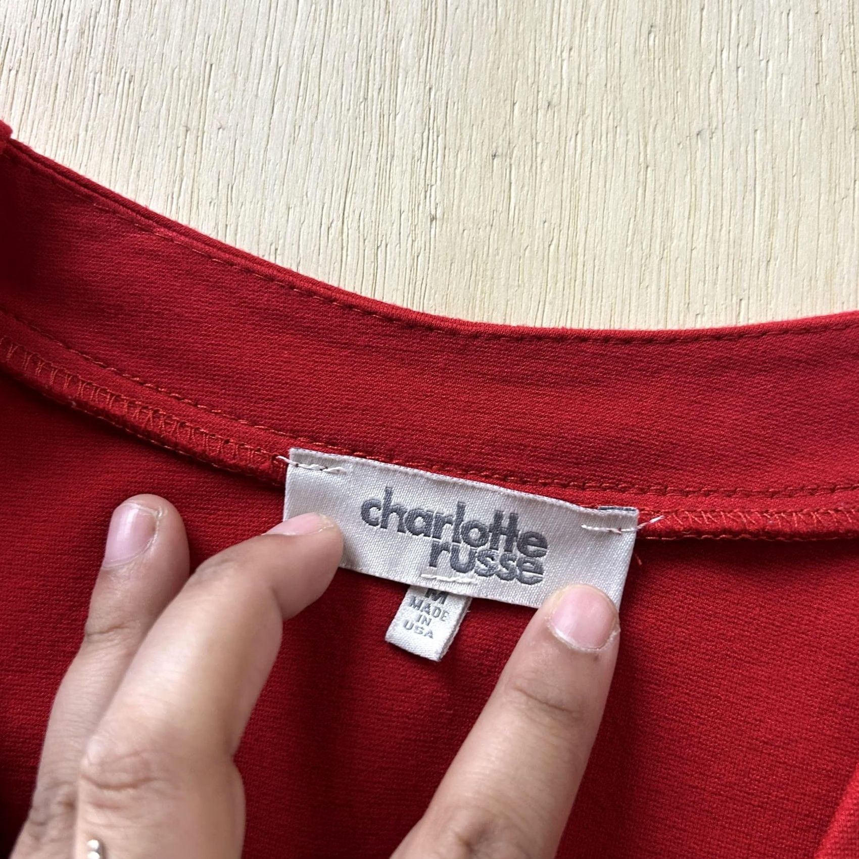 Vintage Y2K Charlotte Russe Blazer Jacket Womens Small Red Collarless Open Zip Knit Jacket Womens Small Red Size S / US 4 / IT 40 - 3 Thumbnail
