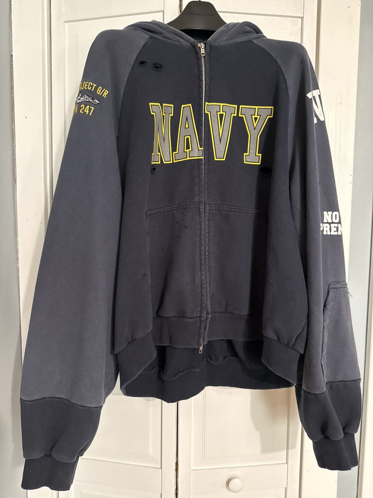 PROJECT G/R PROJECT GR RECONSTRUCTED FOLDED ZIP HOODIE - RED | Grailed