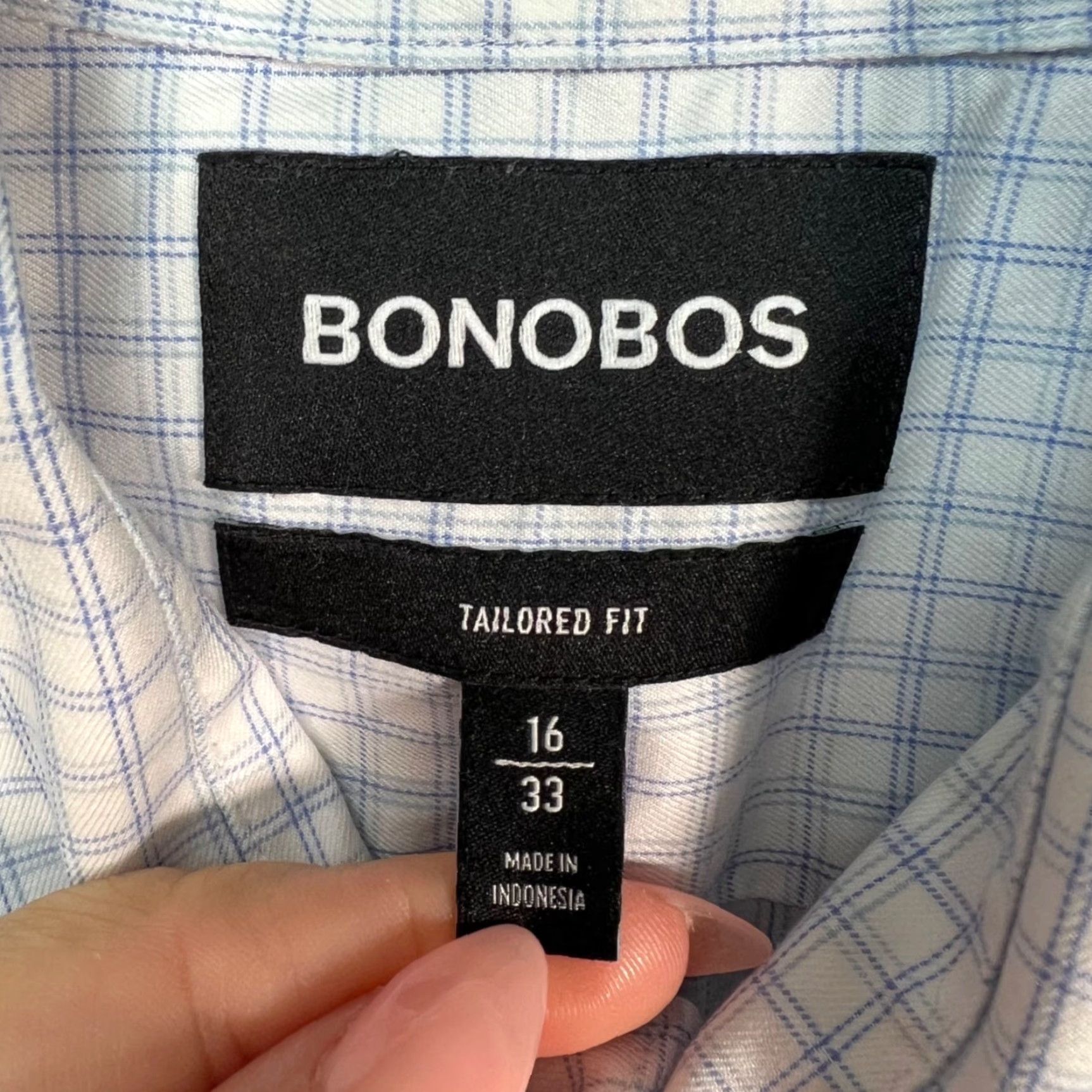 Bonobos Bonobos Button-Up Shirt Blue Checkered Mens Size 16 / 33 Tailored Fit Long Sleeve Casual Business Size US L / EU 52-54 / 3 - 3 Thumbnail