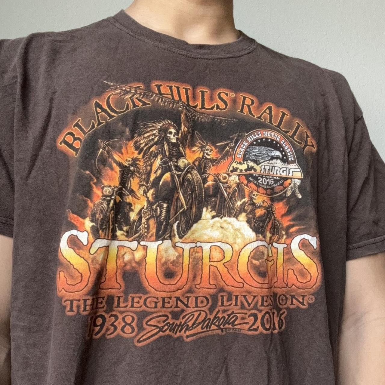 Vintage Vintage Sturgis Hills Rally Graphics Brown Tee Shirt Size US XL / EU 56 / 4 - 5 Thumbnail