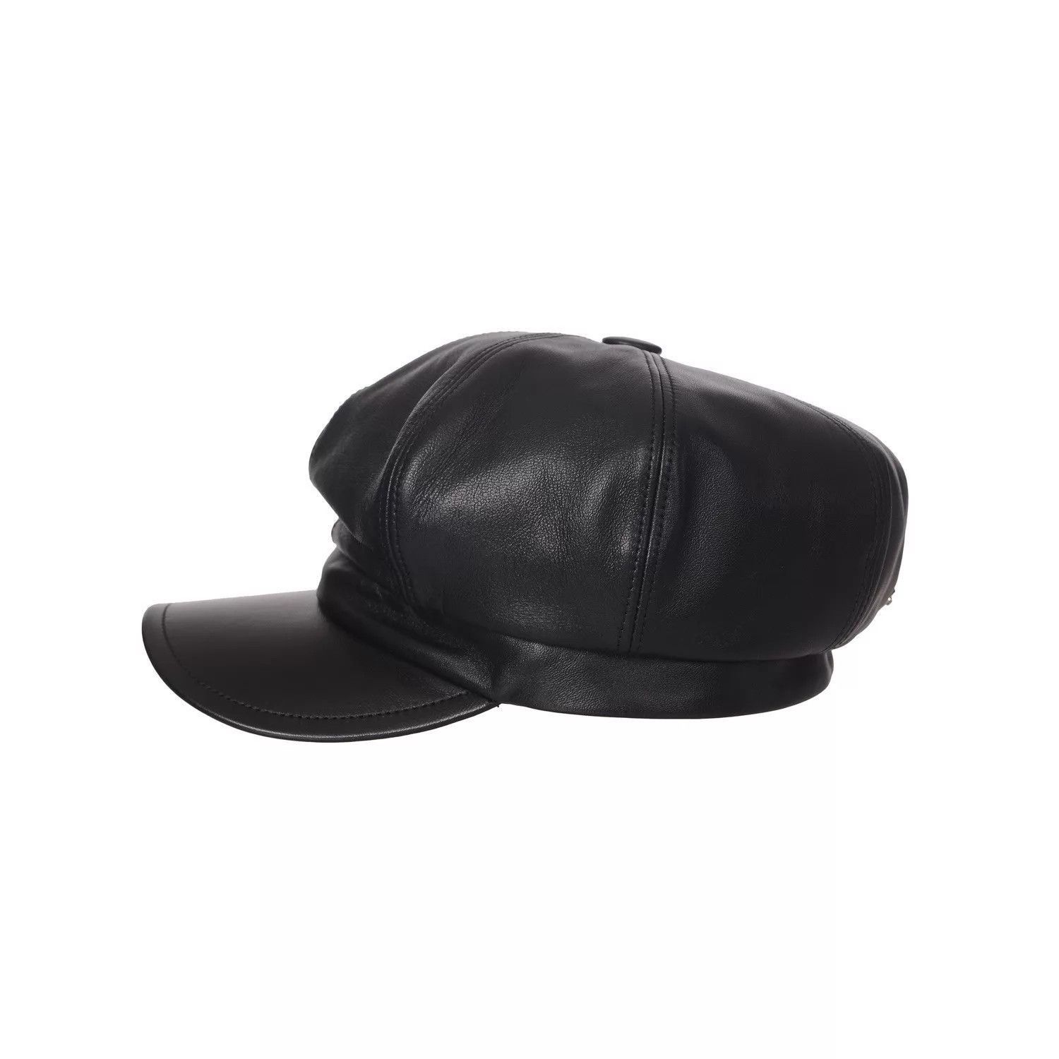 Prada Black Leather Newsboy Cap Size ONE SIZE - 1 Thumbnail