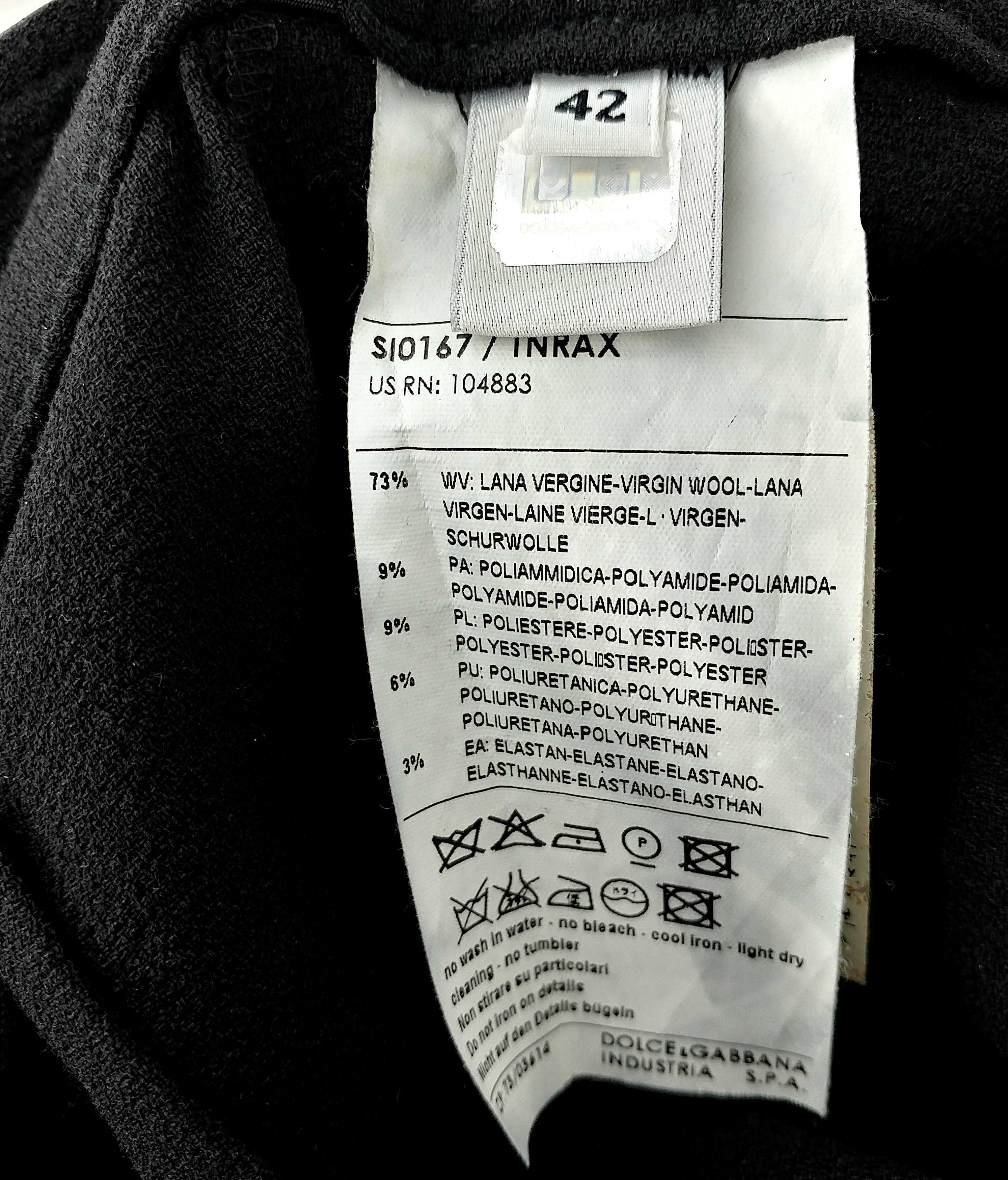 Dolce & Gabbana Y2K Black Wool Pencil Skirt w/ Patent Waistband Size 28" / US 6 / IT 42 - 6 Thumbnail