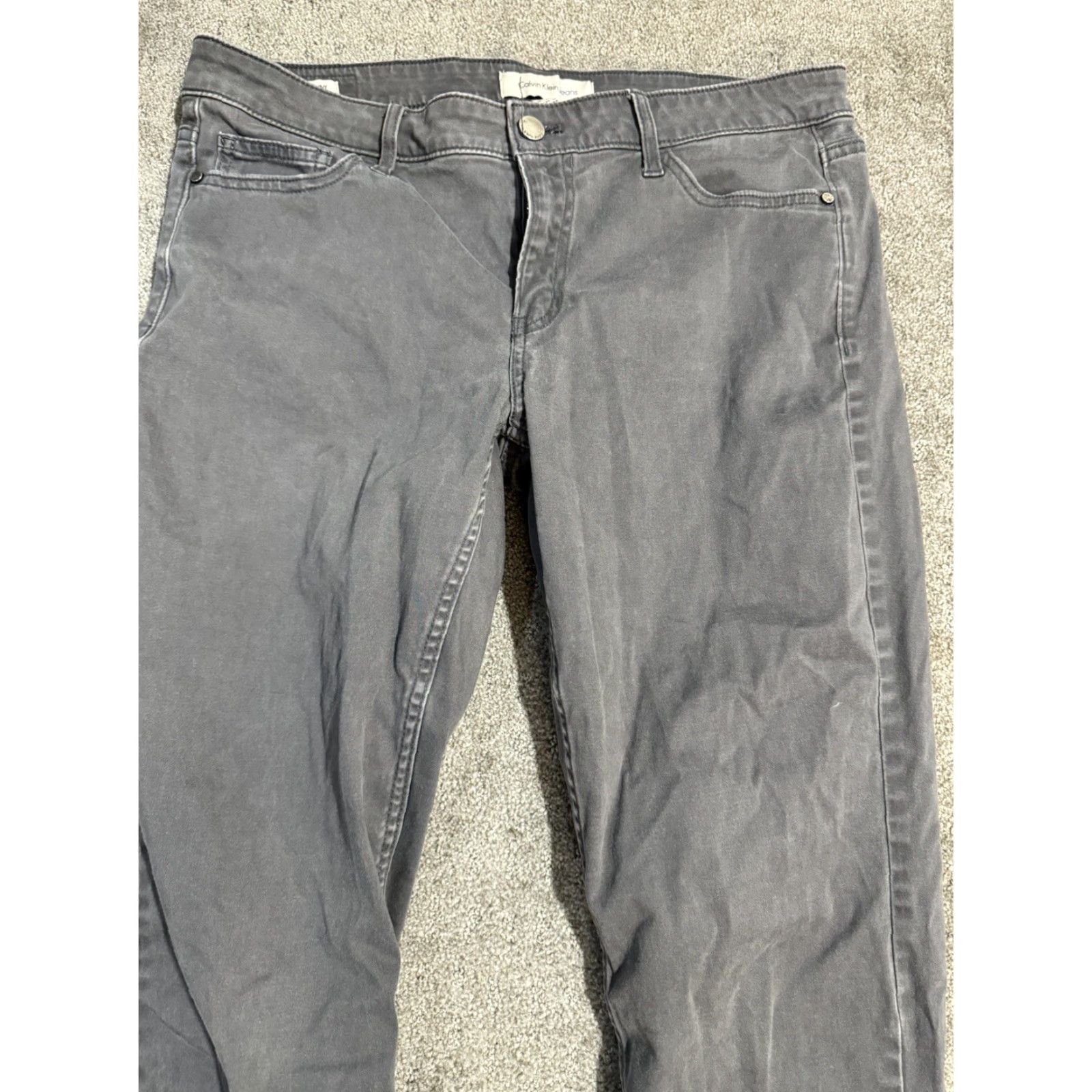 Calvin Klein Calvin Klein Jeans Pants Womens 12 Gray Ankle Skinny Cotton Blend Pockets Regular 5-Pocket Gray Calvin Klein Jeans Womens 12 Size 34" / US 12 / IT 48 - 2 Thumbnail
