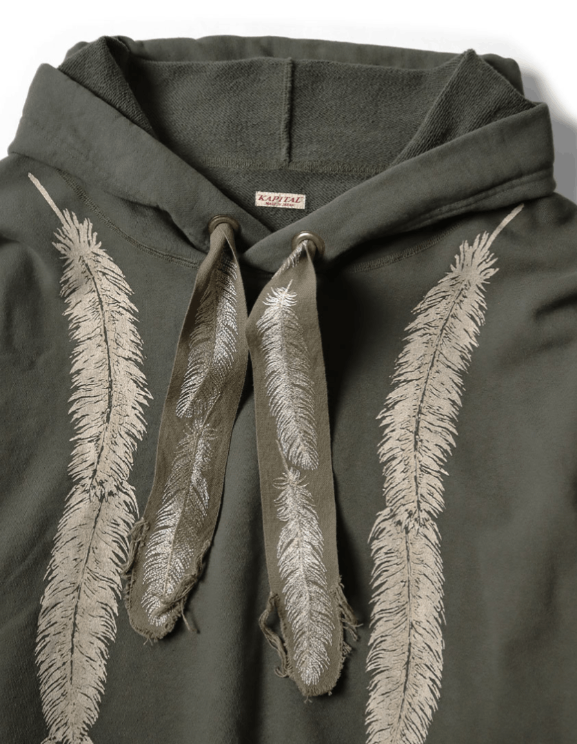 Kapital Feather Cord Catfish Hooded Sweatshirt (Feather pt) Khaki Size US L / EU 52-54 / 3 - 4 Thumbnail