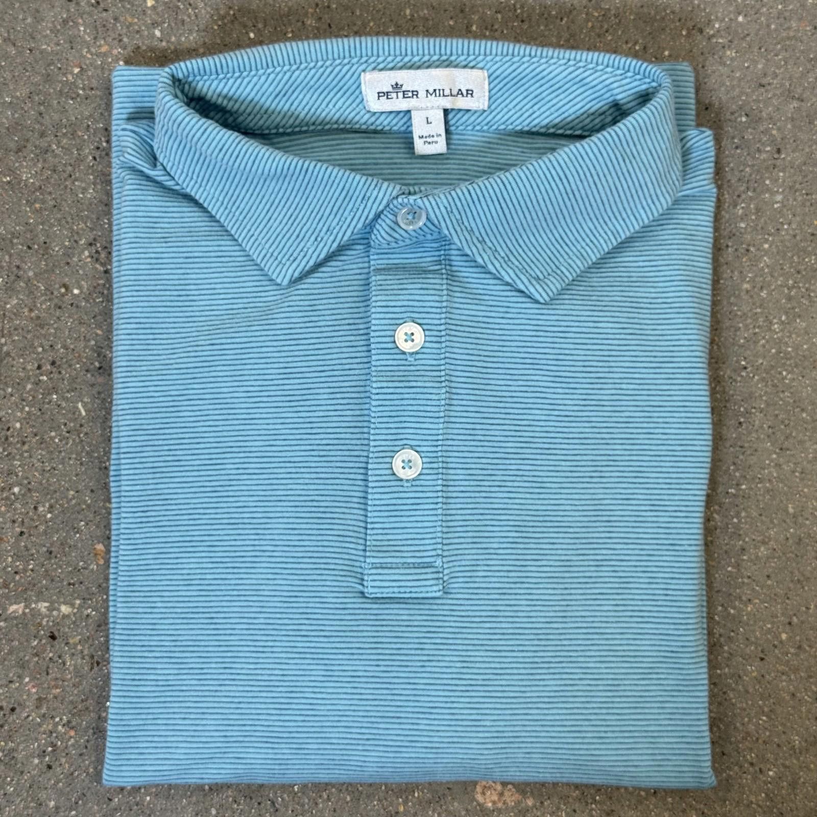 Peter Millar Peter Millar Polo Shirt Mens L Blue Striped Pima Cotton Golf Size US L / EU 52-54 / 3 - 10 Thumbnail
