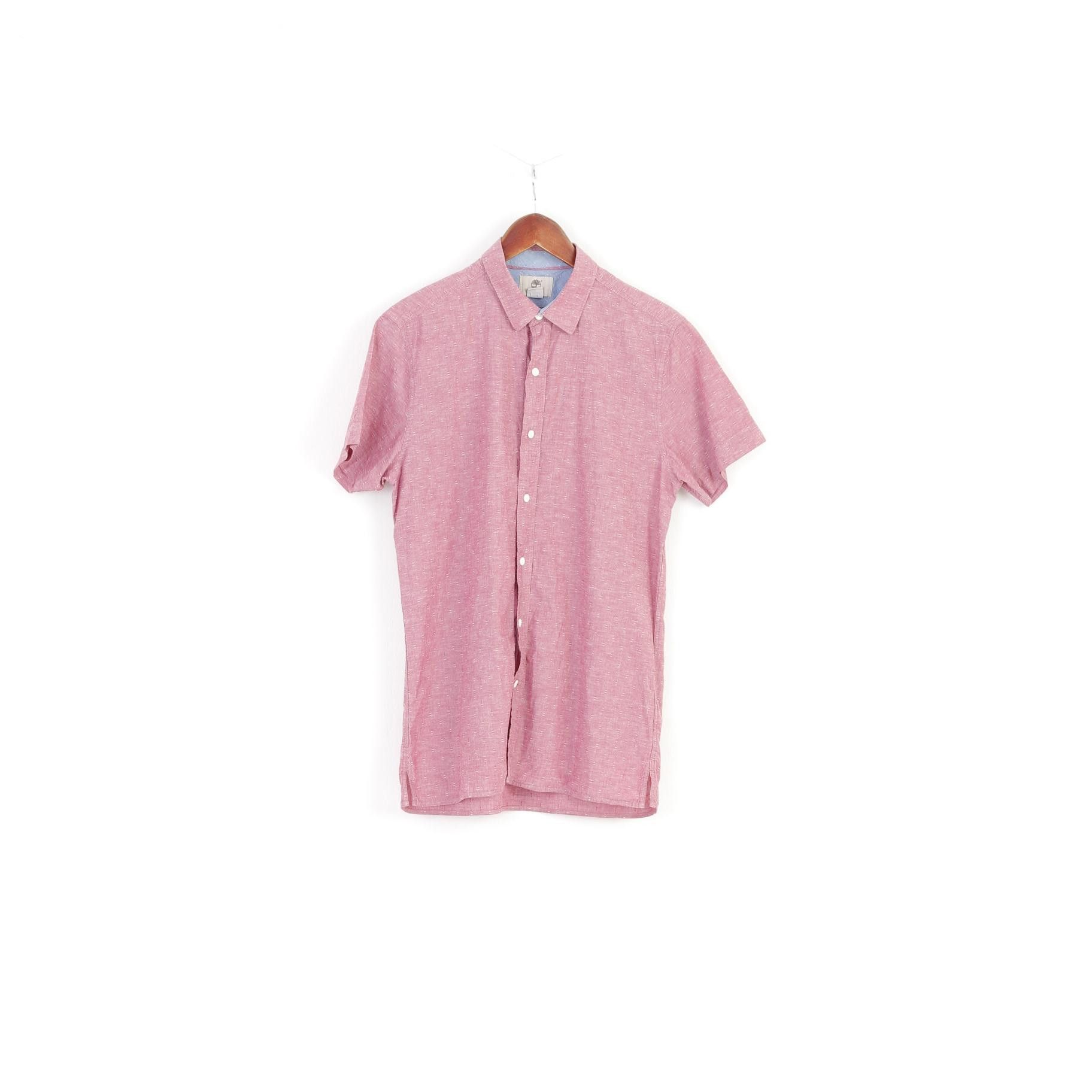 Timberland Timberland Men S Casual Shirt Pink Cotton Slim 10108 Size US S / EU 44-46 / 1 - 2 Thumbnail