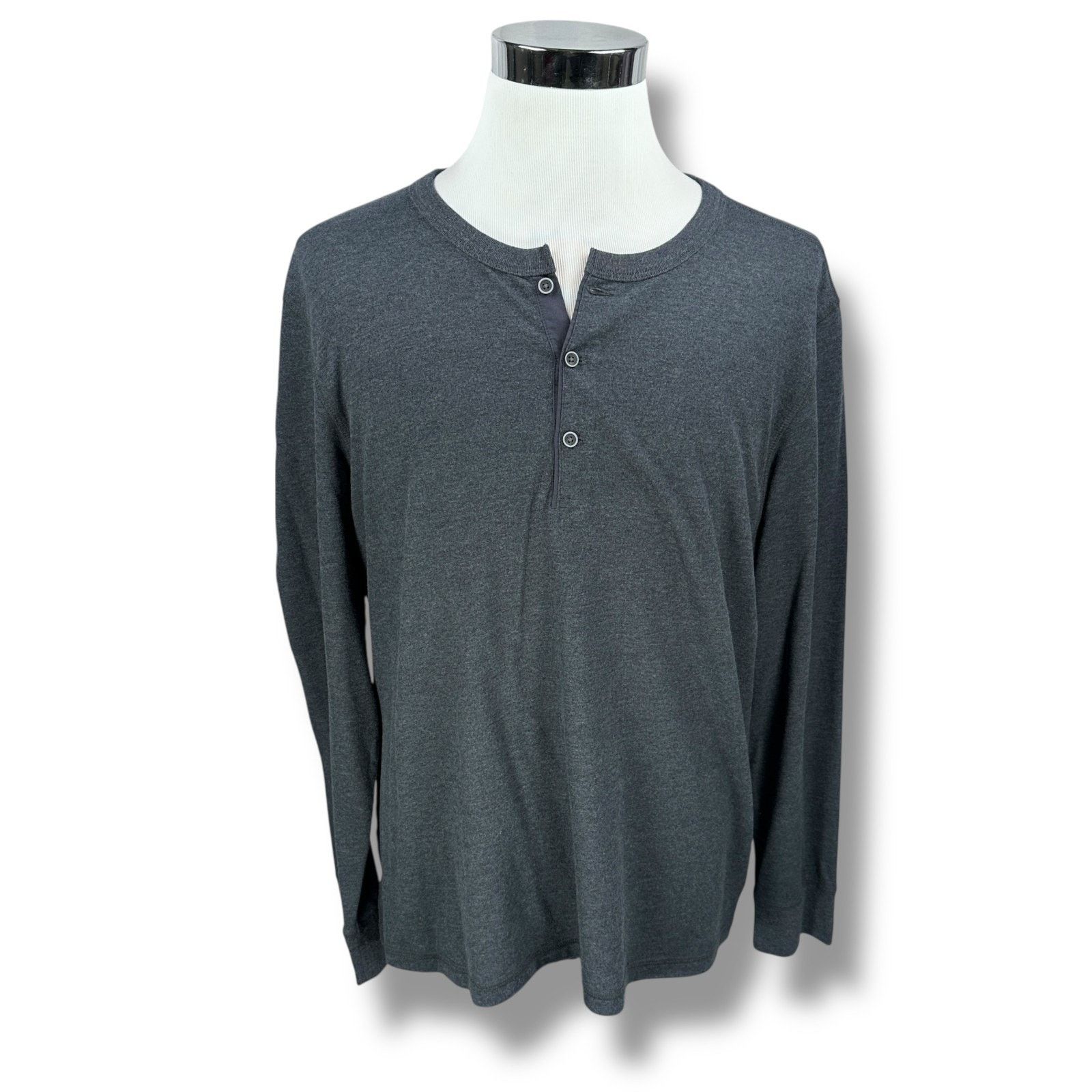 UNTUCKit Untuckit Henley Shirt Men’s XL Navy Blue Cotton Long Sleeve Size US XL / EU 56 / 4 - 1 Thumbnail