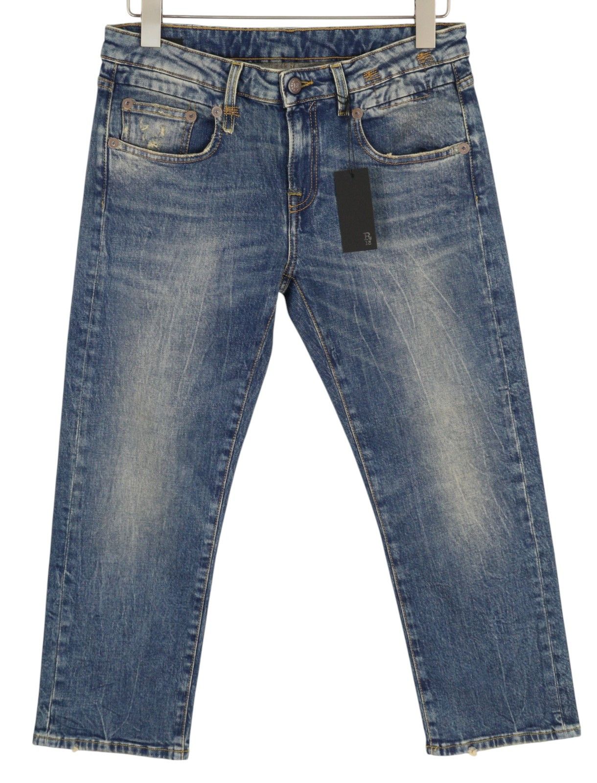 R13 BOY STRAIGHT 28 Cropped Washed Kelly Stretch 84489 Size 28" / US 6 / IT 42 - 2 Thumbnail