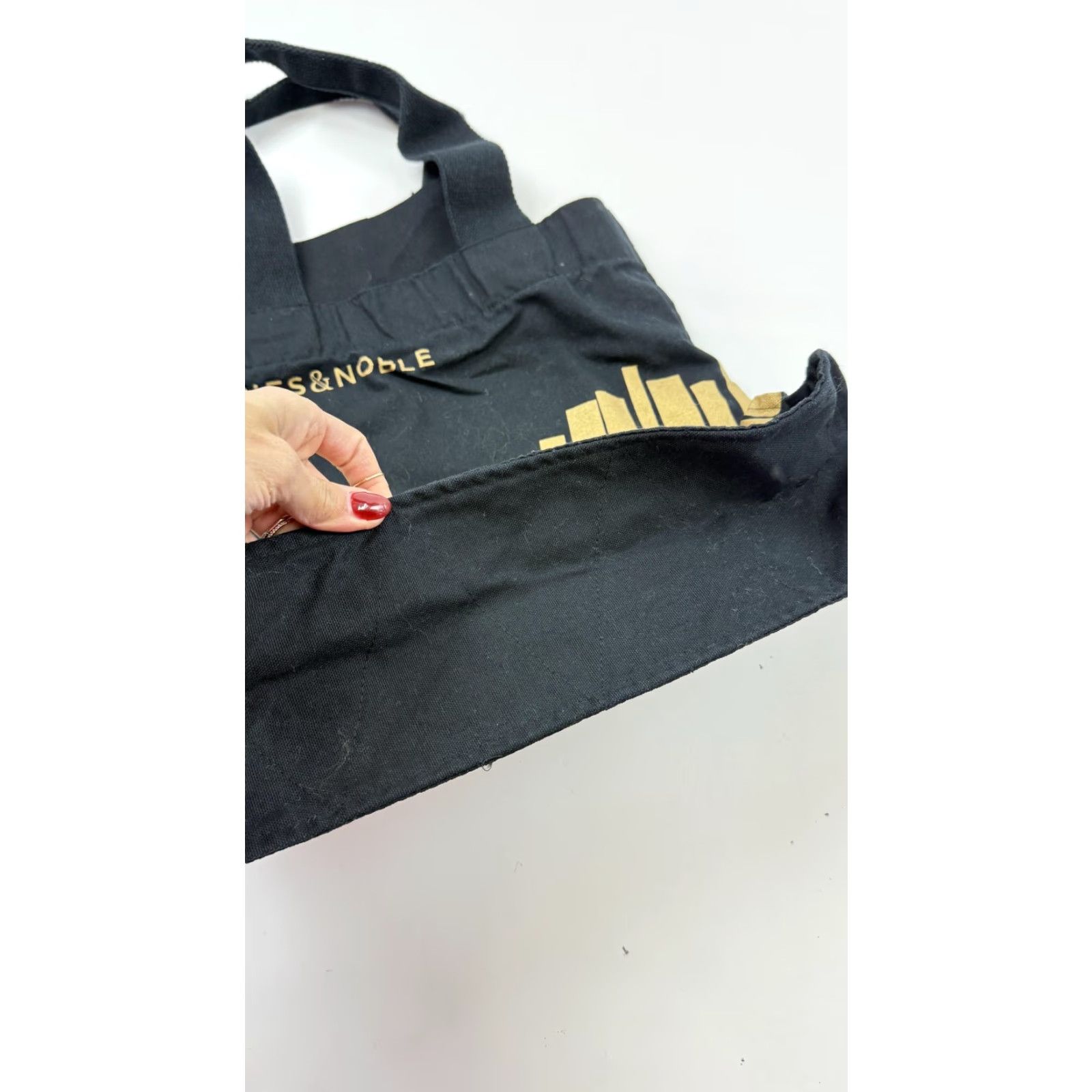 Vintage Barnes & Noble Tote Bag Black Gold Canvas Bookstore Reusable Shopper Grocery Size ONE SIZE - 3 Thumbnail