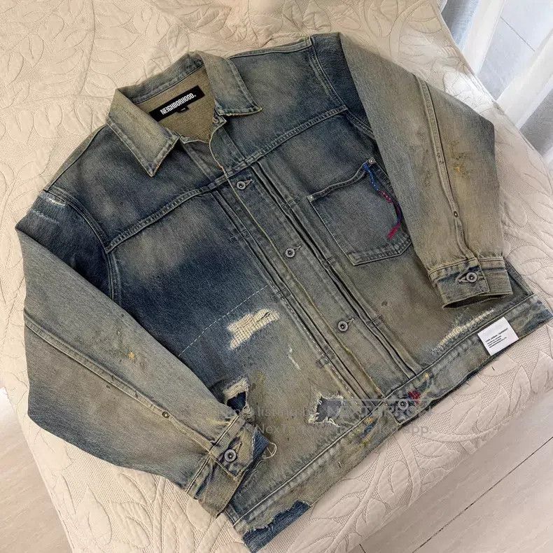 Neighborhood Neighborhood Distressed Denim Jacket Size US L / EU 52-54 / 3 - 2 Thumbnail