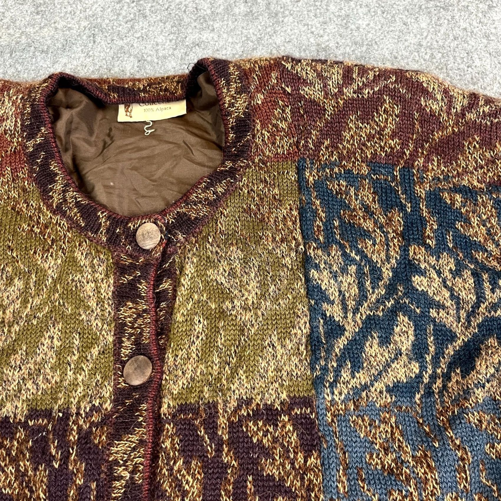 Vintage VINTAGE The Alpaca Cardigan Jumper Multicoloured Womens Knit Round Neck Long Sleeve M Regular Autumn Winter Spring Summer Womens Size M / US 6-8 / IT 42-44 - 6 Thumbnail