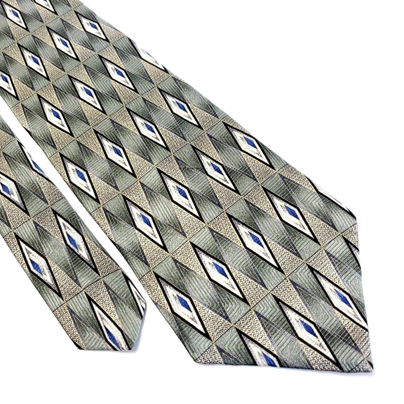 Croft & Barrow Croft & Barrow Green Tan Abstract Geometric Print Wide Silk Size ONE SIZE - 1 Thumbnail