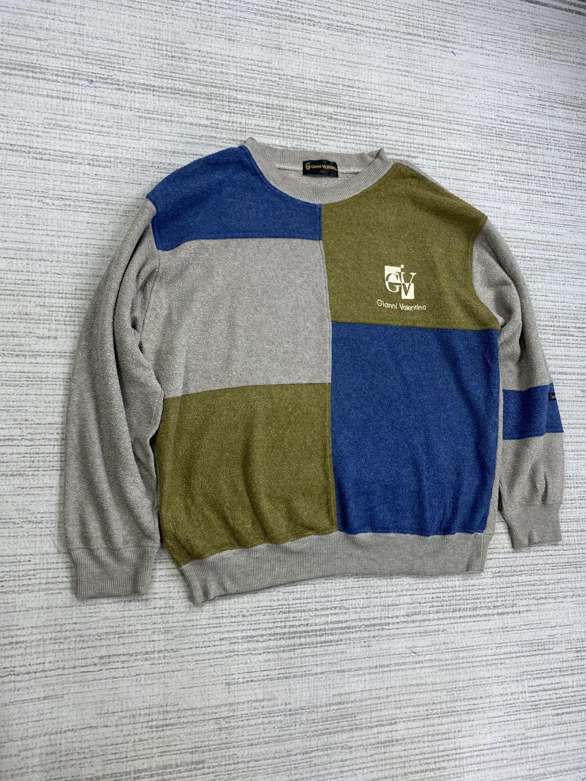 Designer × Gianni Valentino × Vintage Vtg 90s Gianni Valentino Nice Colour Block Sweatshirt Size US L / EU 52-54 / 3 - 3 Thumbnail