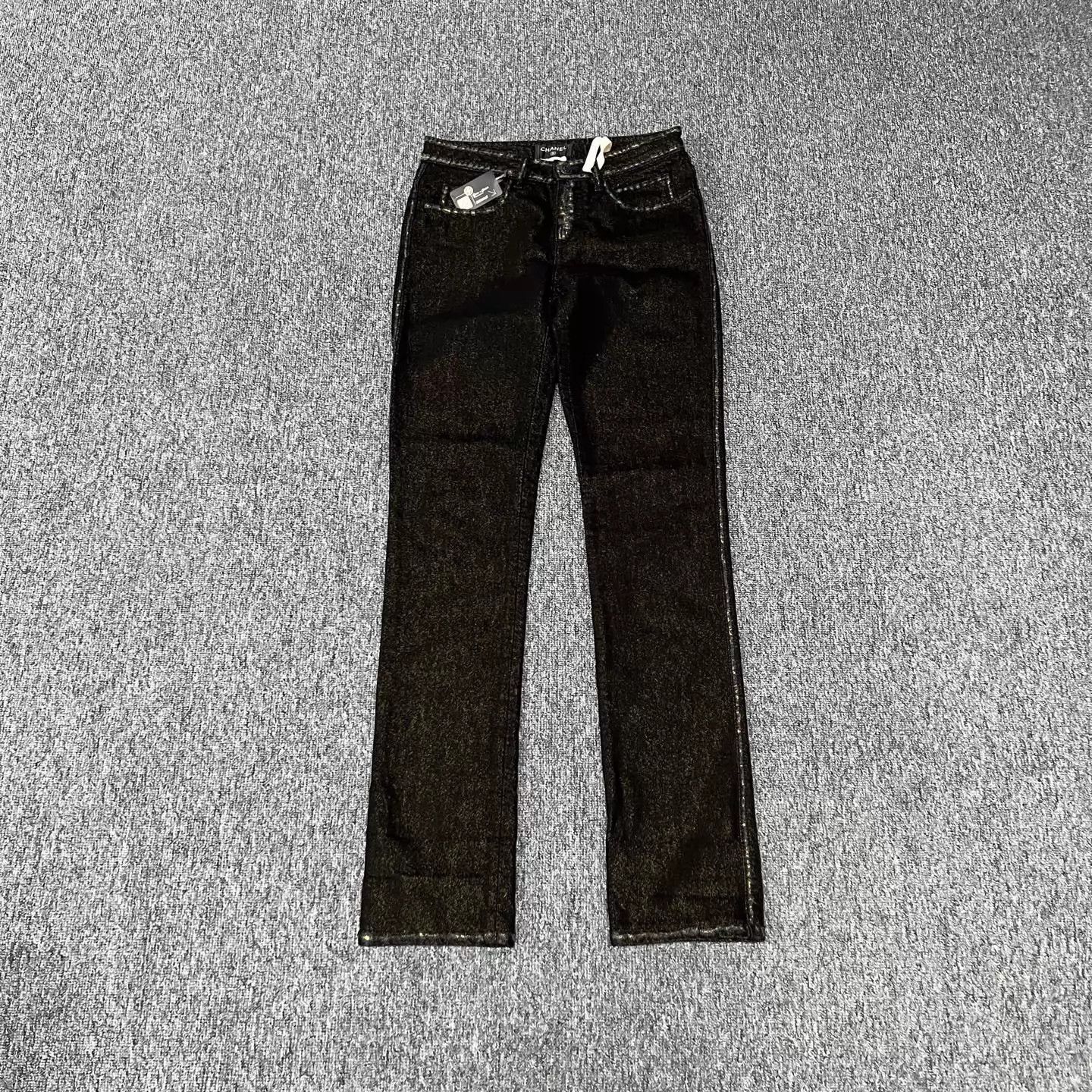 Chanel Chanel Double C Gold Thread Jeans 34 (Mint) Size 25" / US 0 / IT 36 - 1 Thumbnail