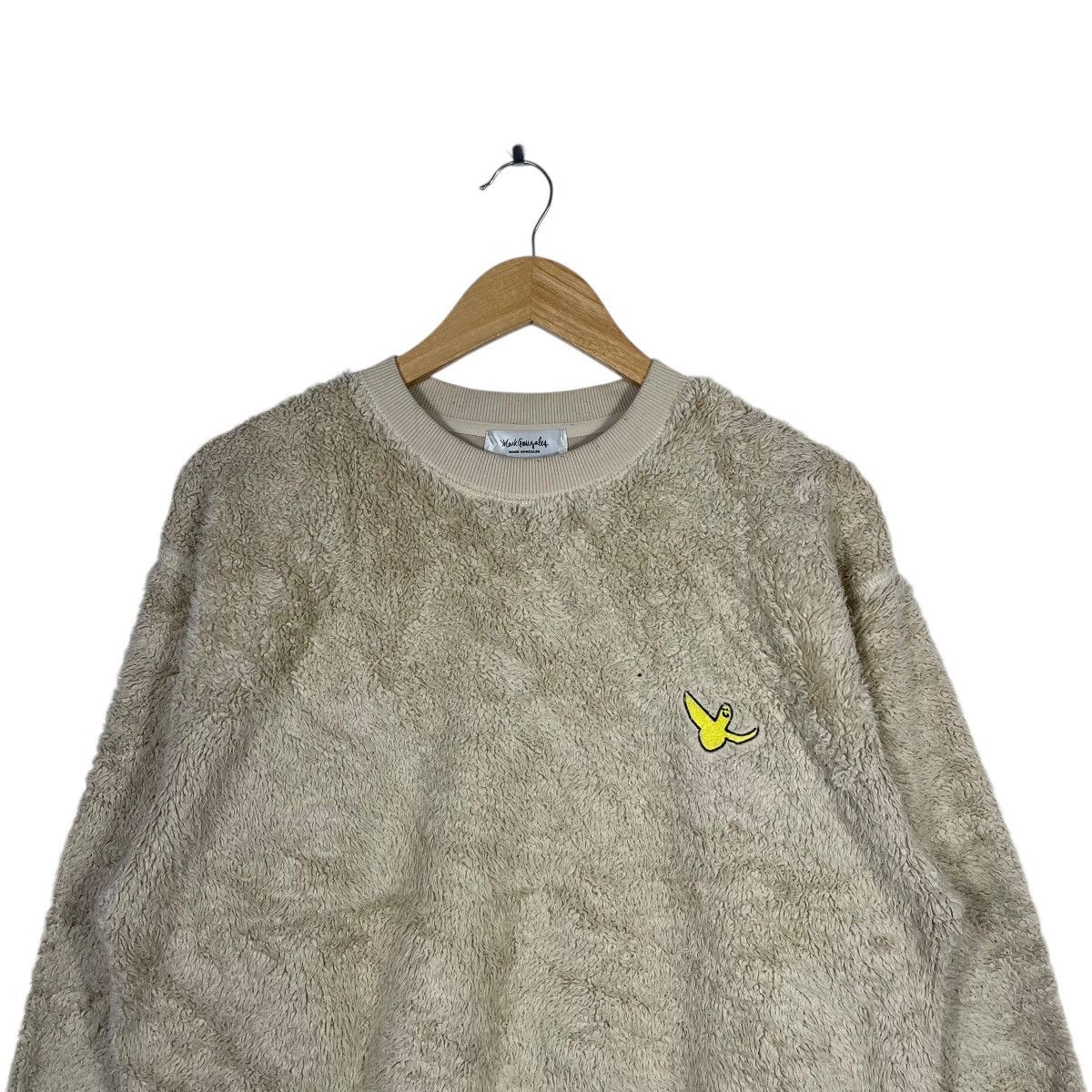Vintage Mark Gonzales Beige Sherpa Fleece Sweatshirt Angel Patch Size US M / EU 48-50 / 2 - 2 Thumbnail
