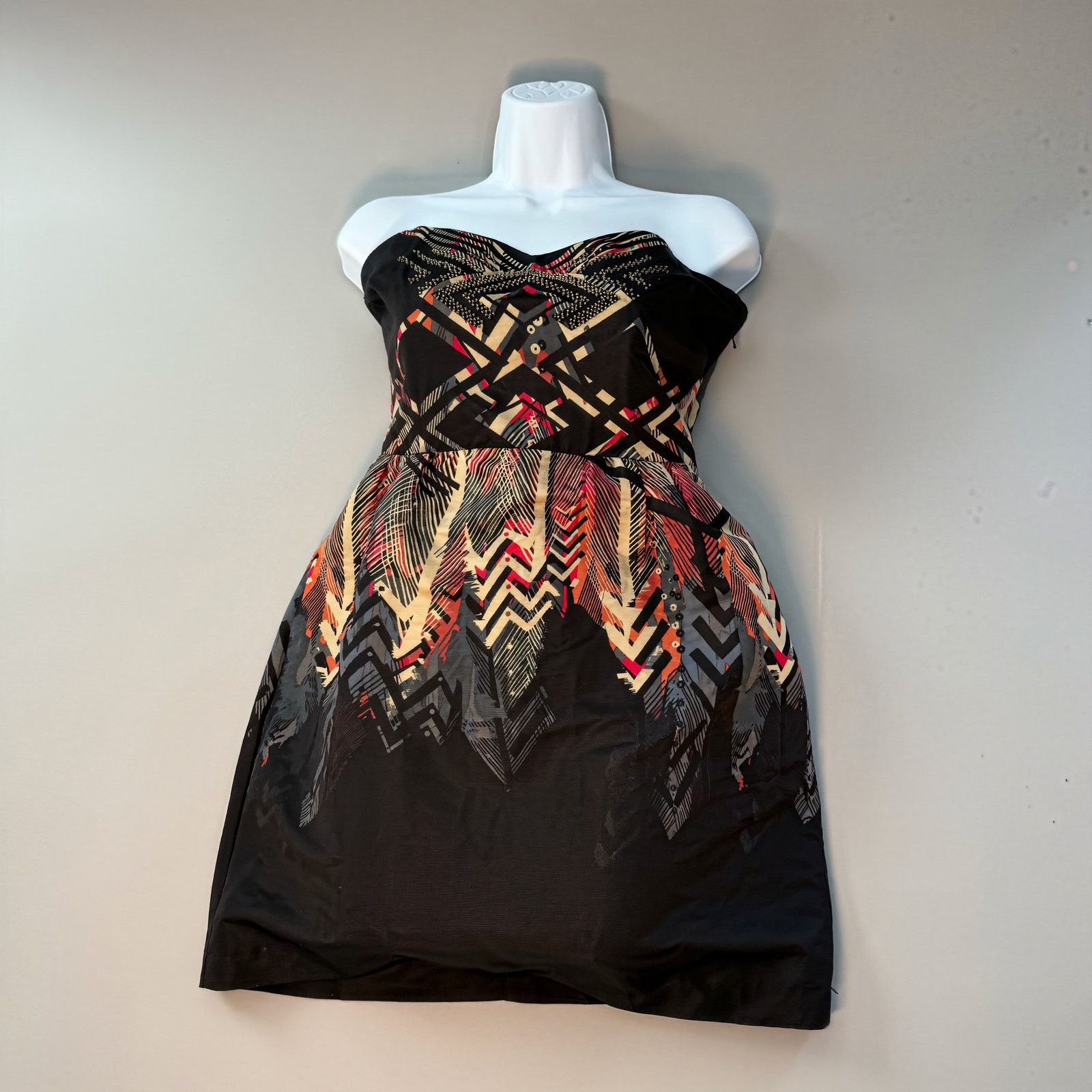 Urban Outfitters Ecote Placed Print Embellished Strapless Dress Size M / US 6-8 / IT 42-44 - 3 Thumbnail