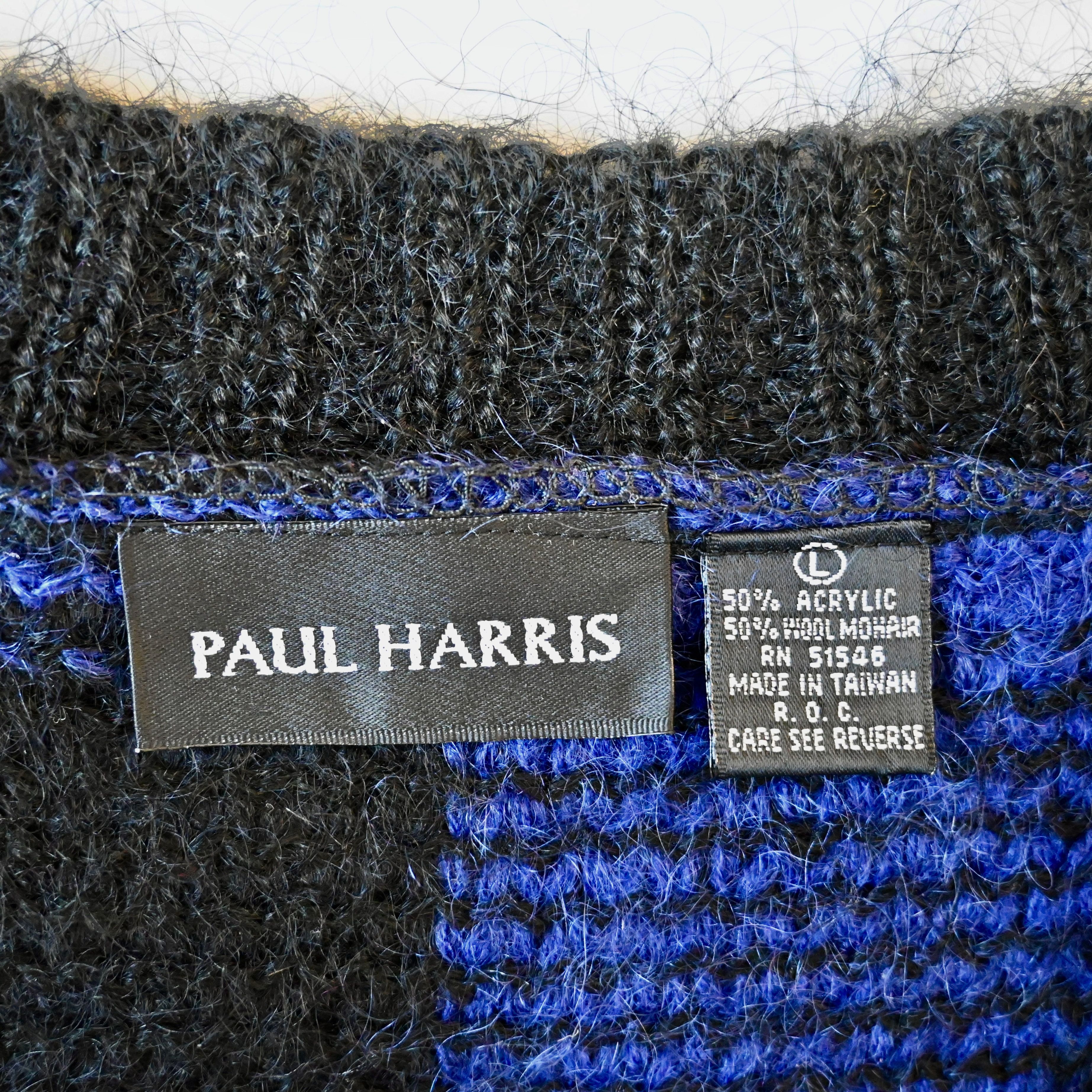 Vintage 1990s PAULHARRIS black&purple panel mohair-mix sweater Size L / US 10 / IT 46 - 10 Thumbnail